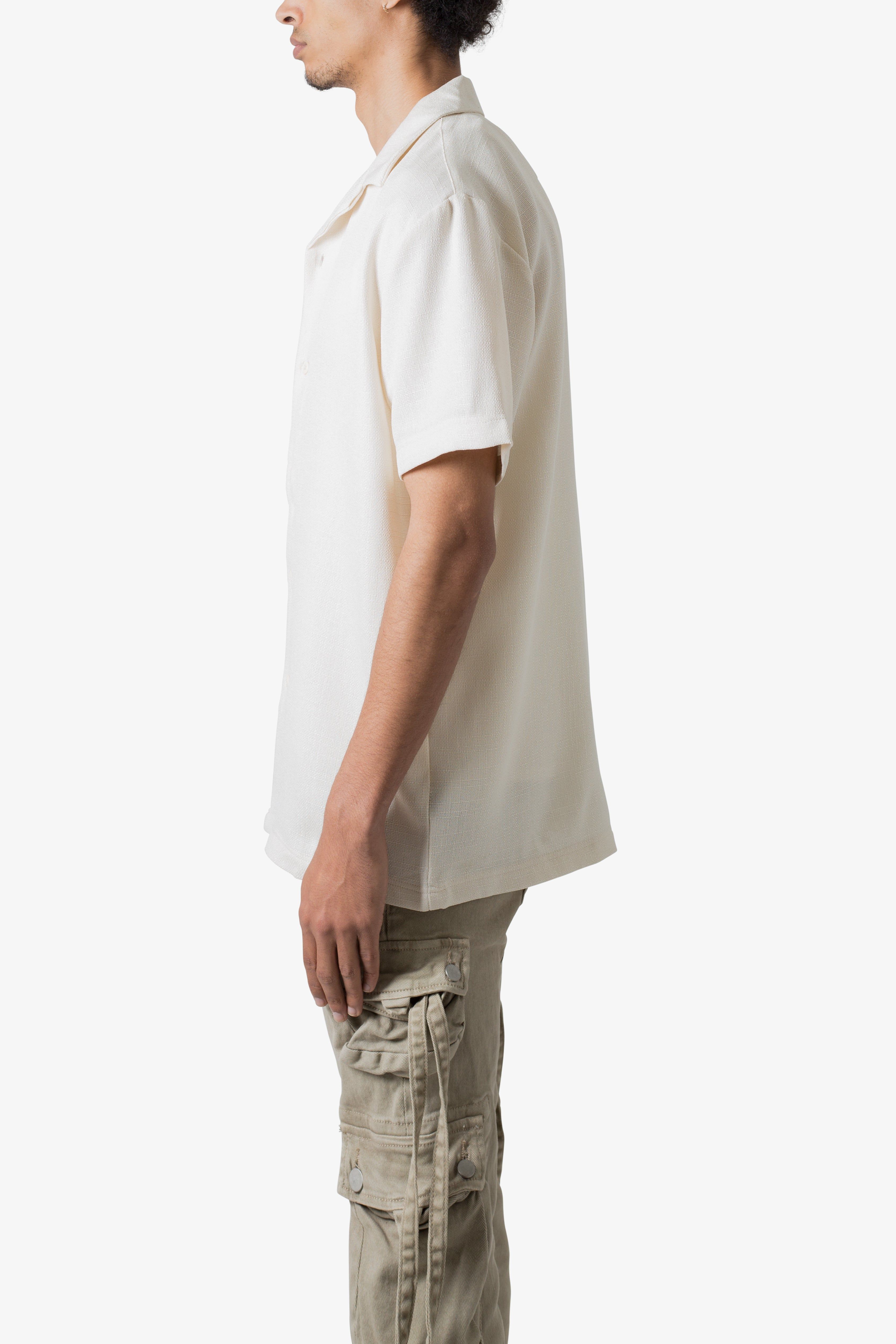 Linen Blend S/S Shirt - Off White sold by MNML product image thumbnail 4