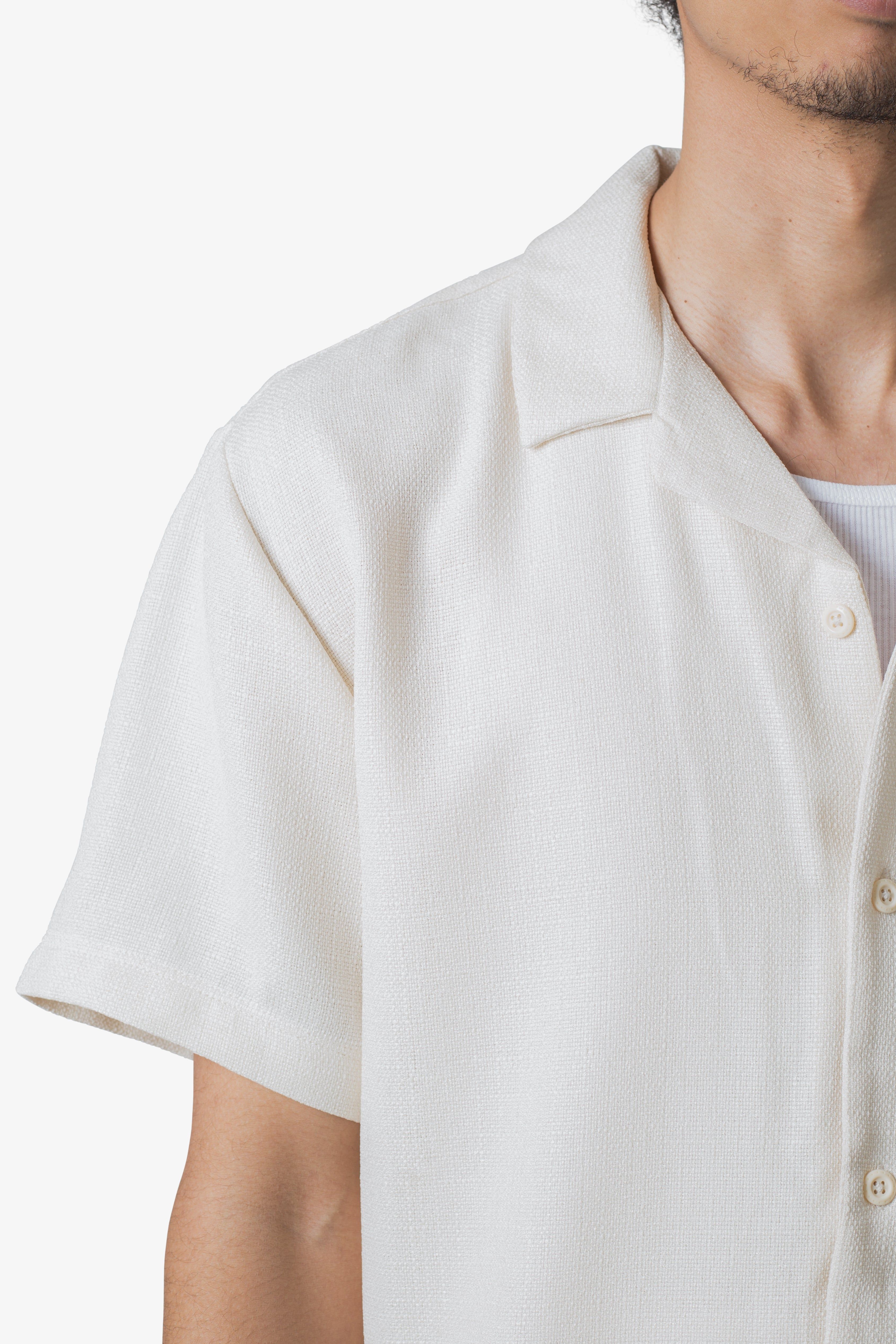 Linen Blend S/S Shirt - Off White sold by MNML product image thumbnail 8