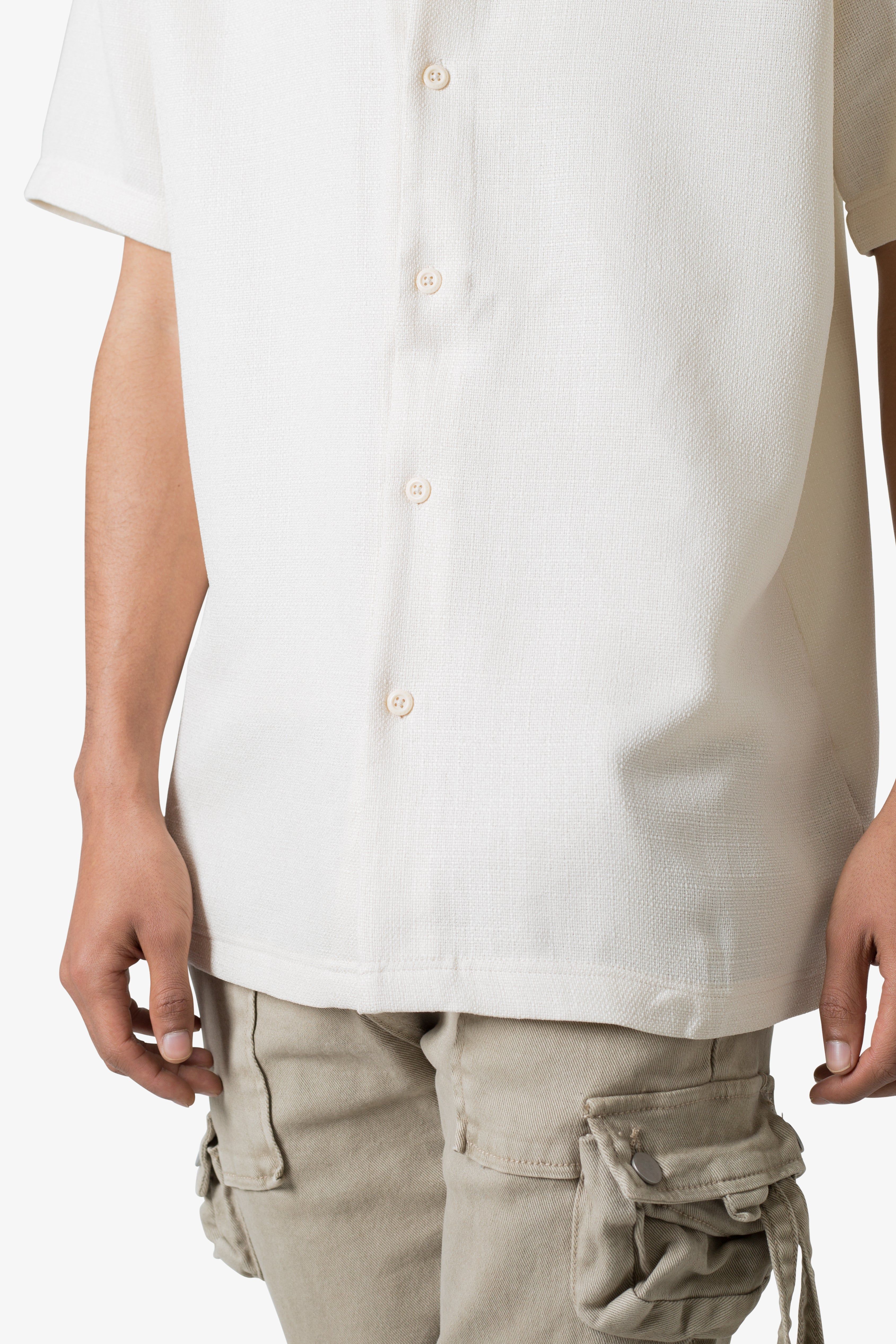 Linen Blend S/S Shirt - Off White sold by MNML product image thumbnail 7