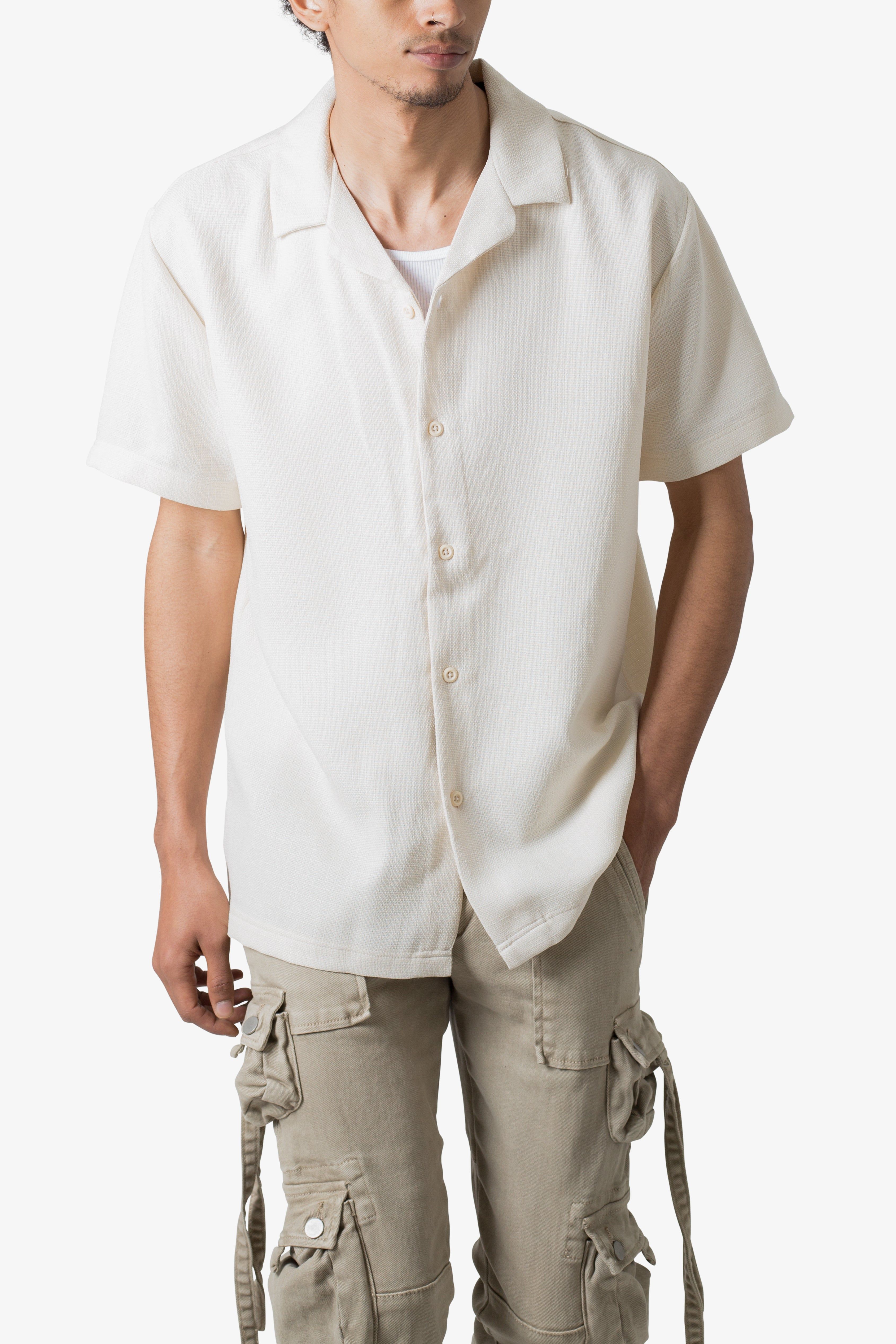 Linen Blend S/S Shirt - Off White sold by MNML product image thumbnail 6