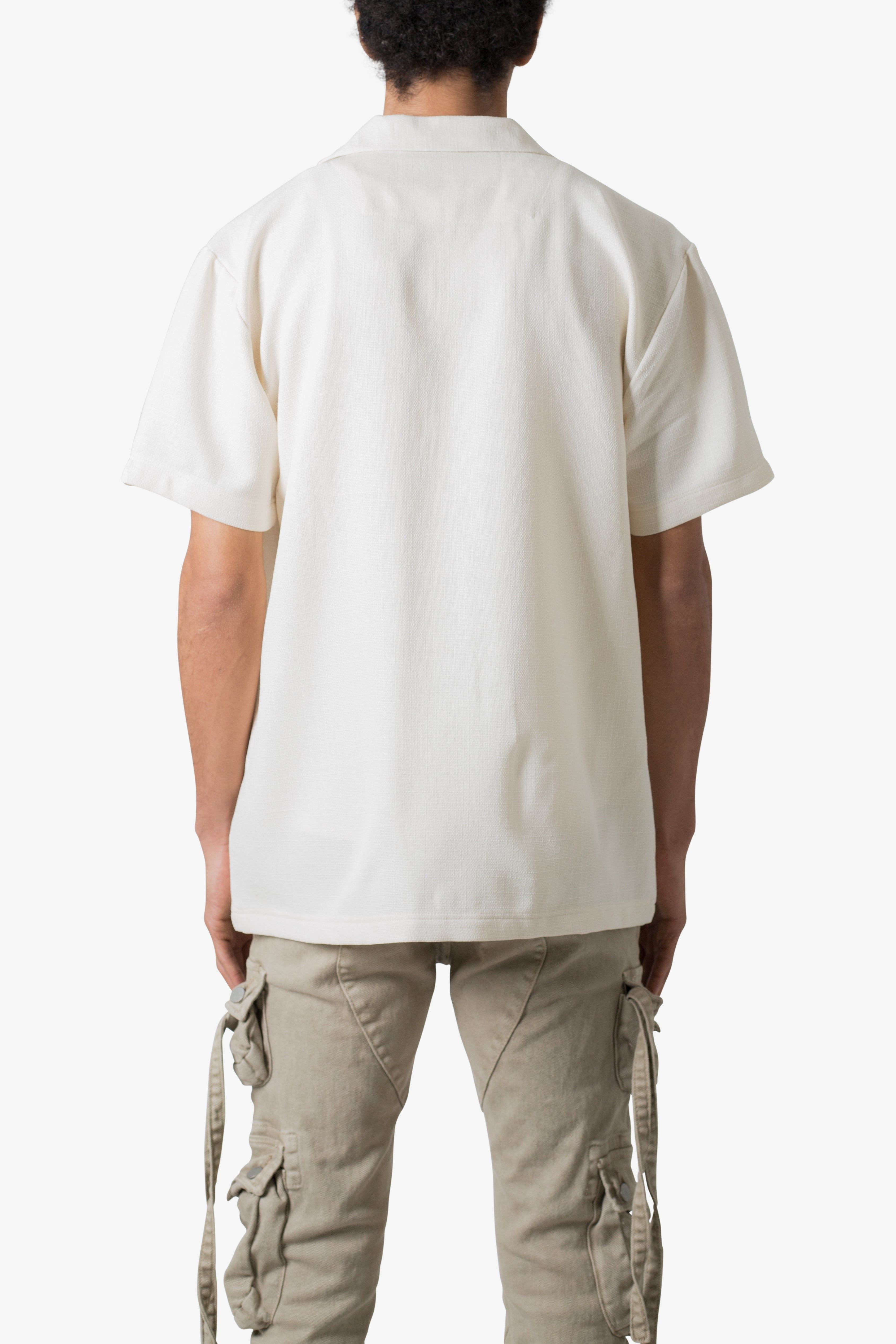 Linen Blend S/S Shirt - Off White sold by MNML product image thumbnail 5