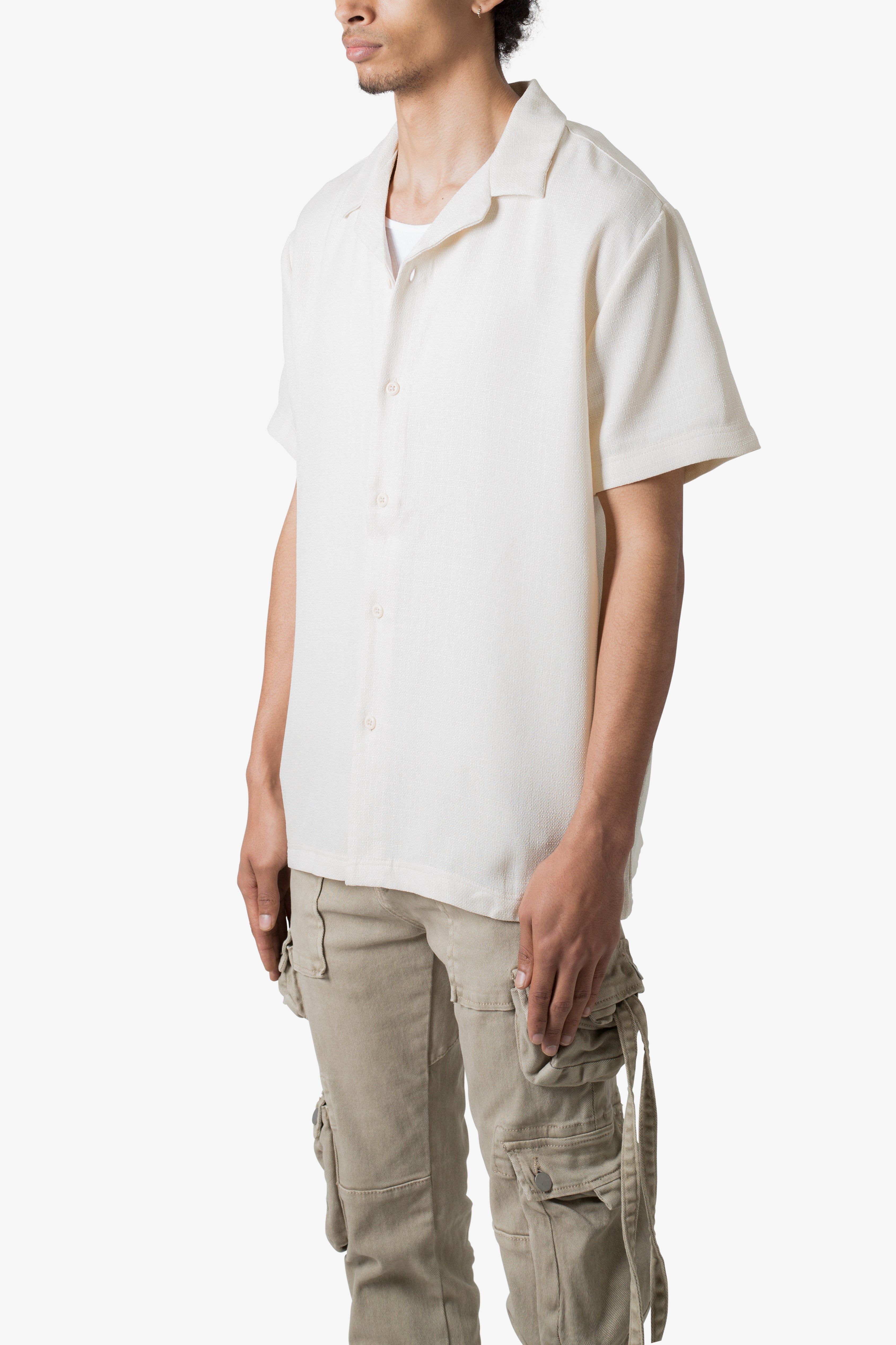 Linen Blend S/S Shirt - Off White sold by MNML product image thumbnail 3