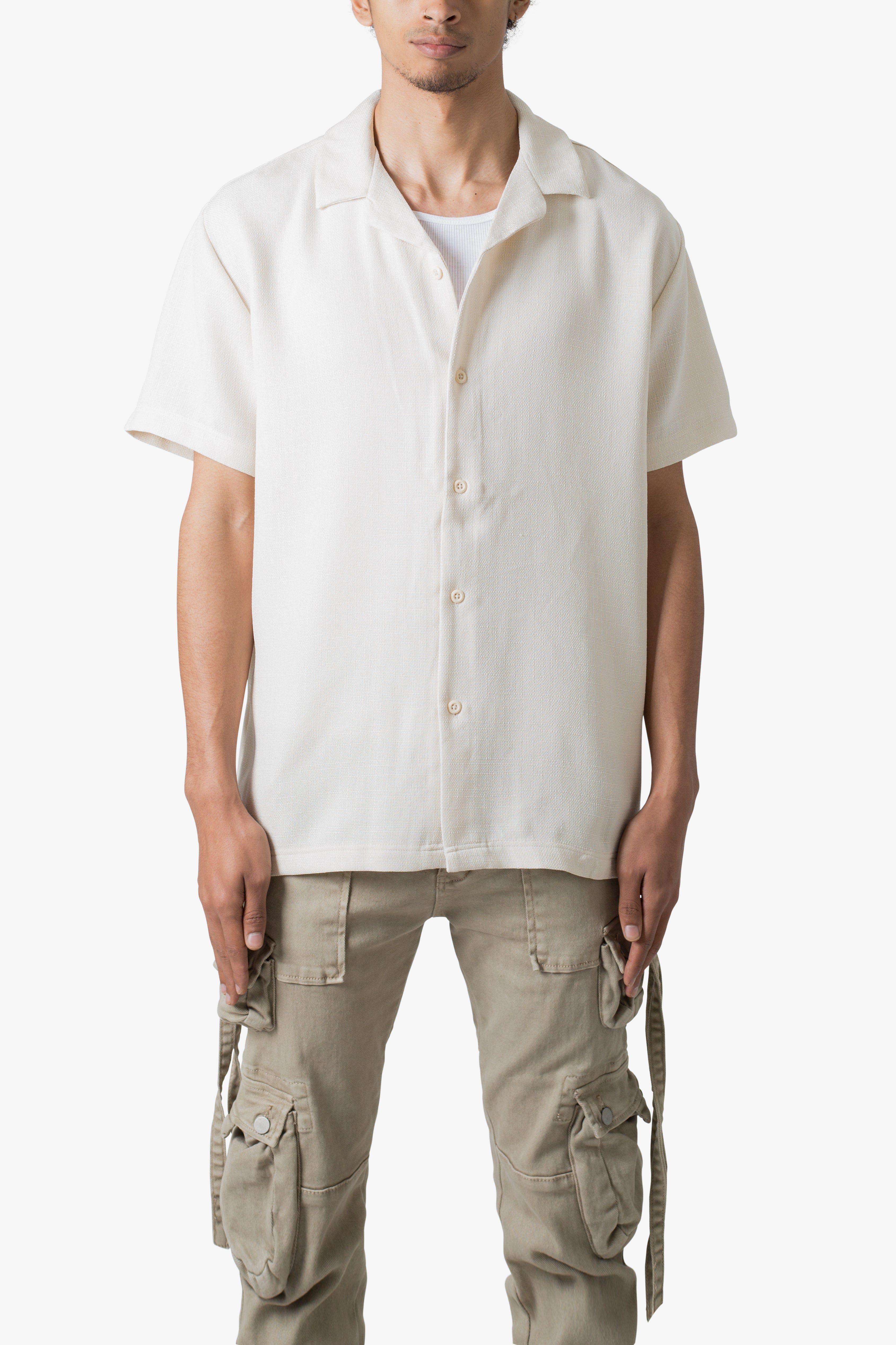 Linen Blend S/S Shirt - Off White sold by MNML product image thumbnail 2