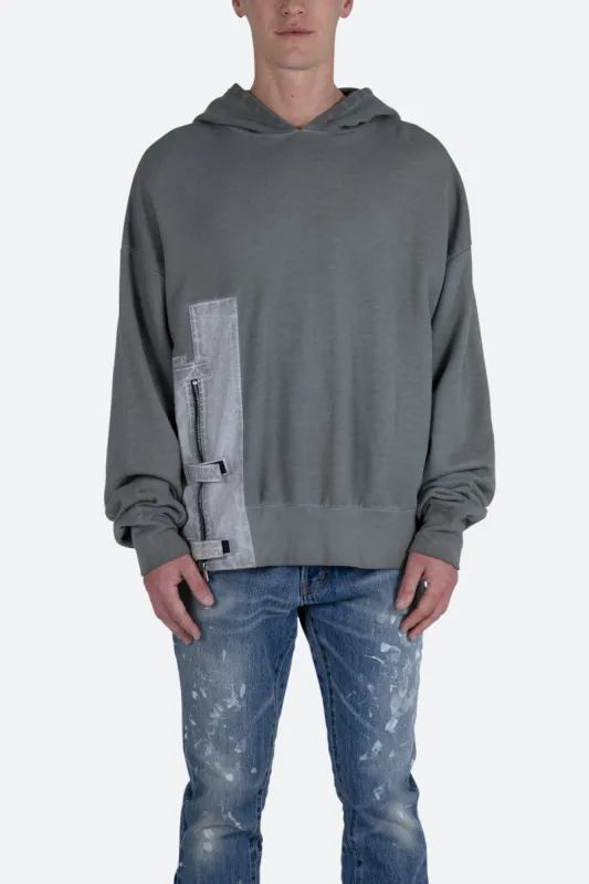 Single Zip Patched Hoodie - Grey sold by MNML