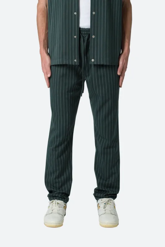 Pinstripe Drawcord Pants - Green sold by MNML