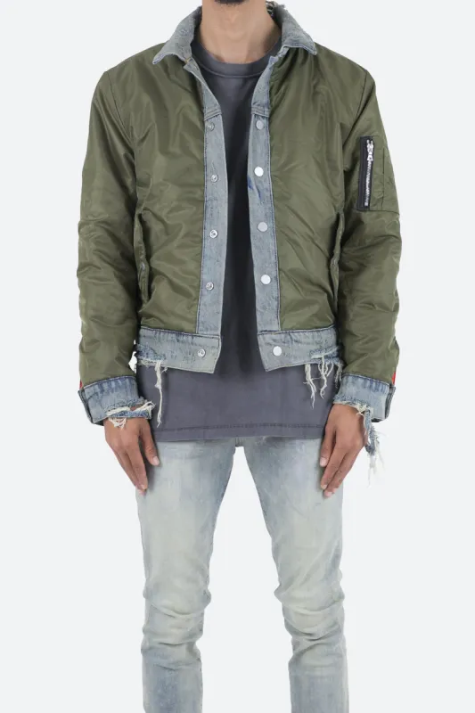 Trucker Bomber Jacket - Olive sold by MNML