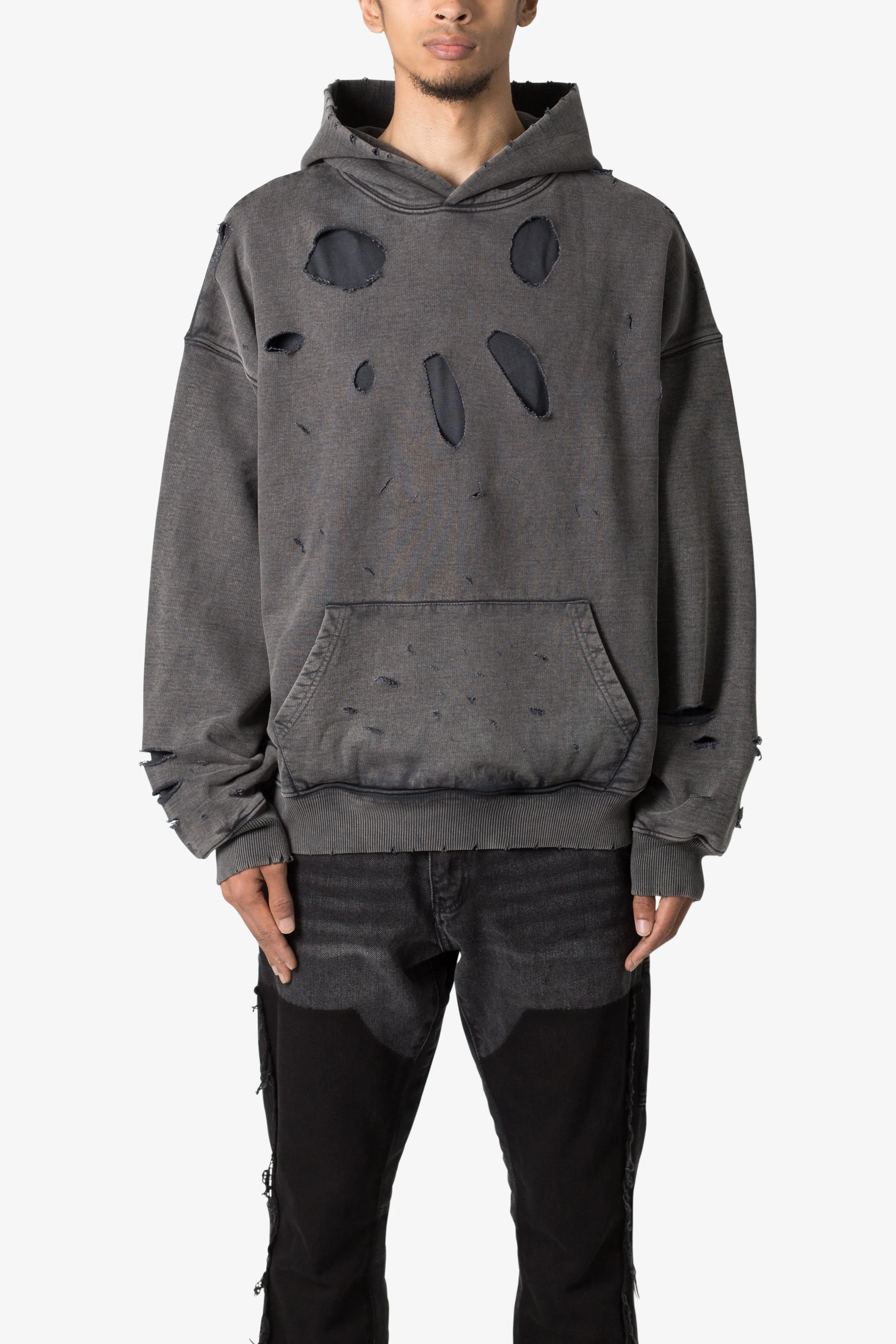 Breeze Destroyed Hoodie - Washed Black sold by MNML product image thumbnail 3