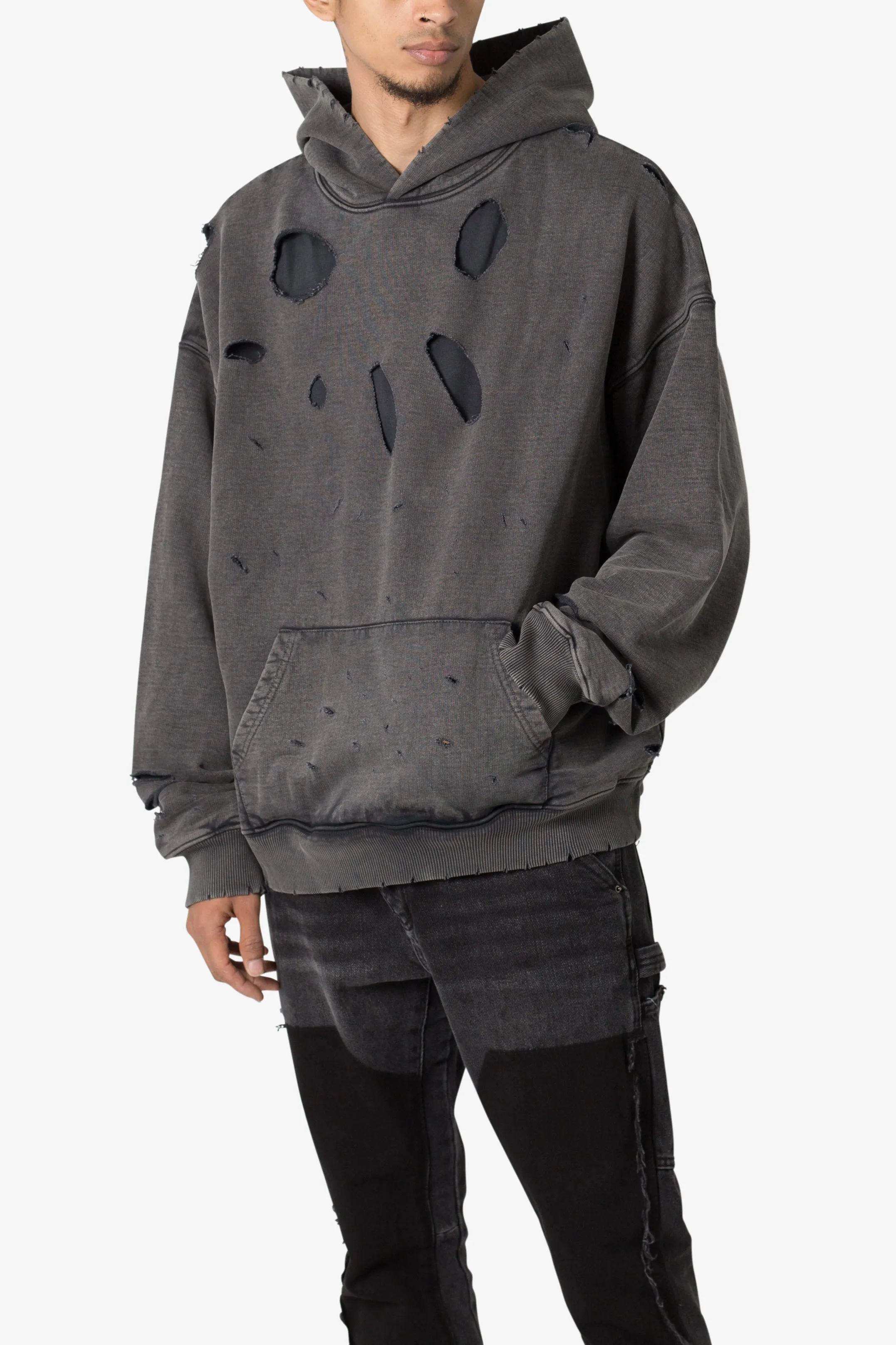 Breeze Destroyed Hoodie - Washed Black sold by MNML product image thumbnail 2