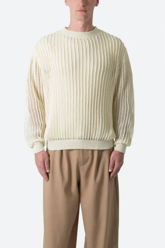 Mesh Knit Sweater - Cream sold by MNML