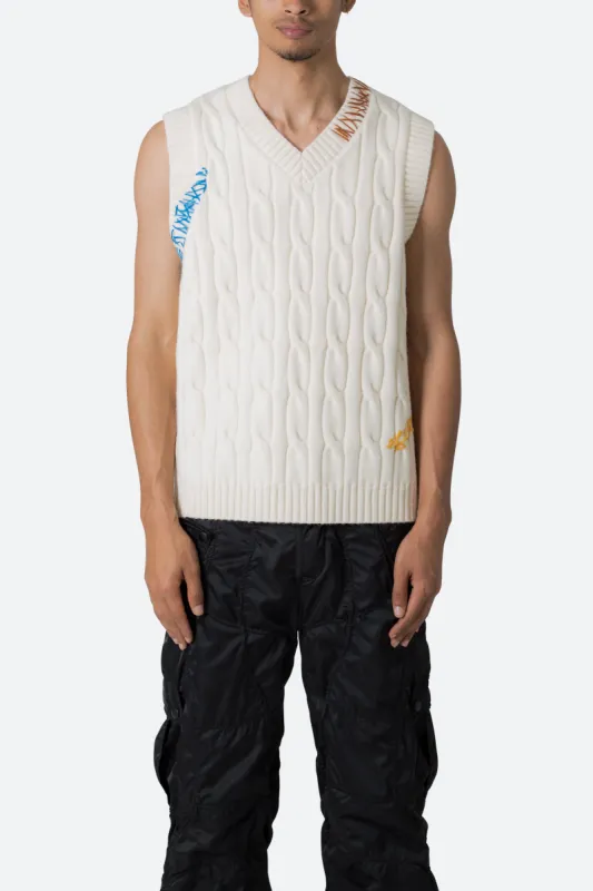 Cable Knit Vest - Off White sold by MNML