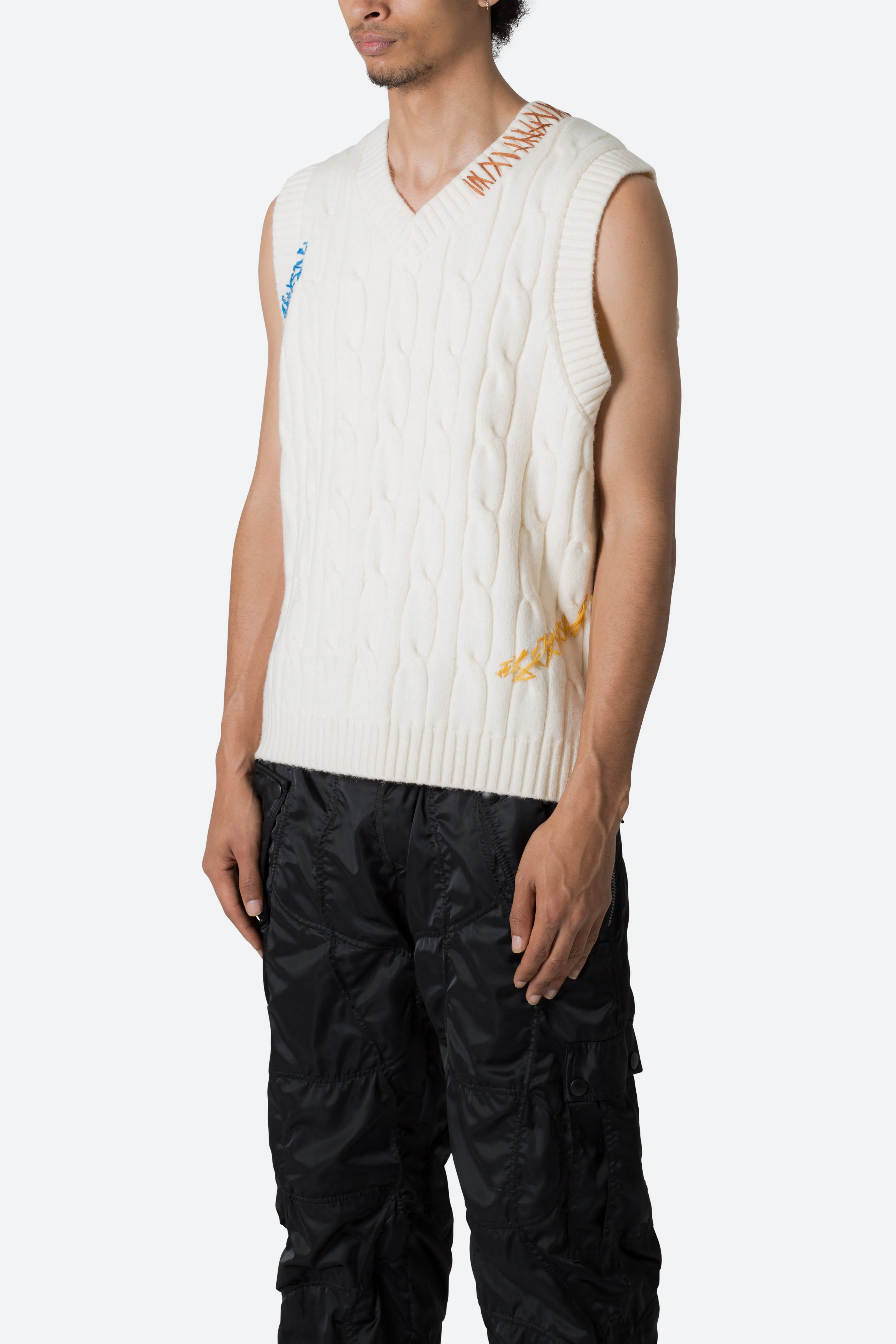 Cable Knit Vest - Off White | Parallel