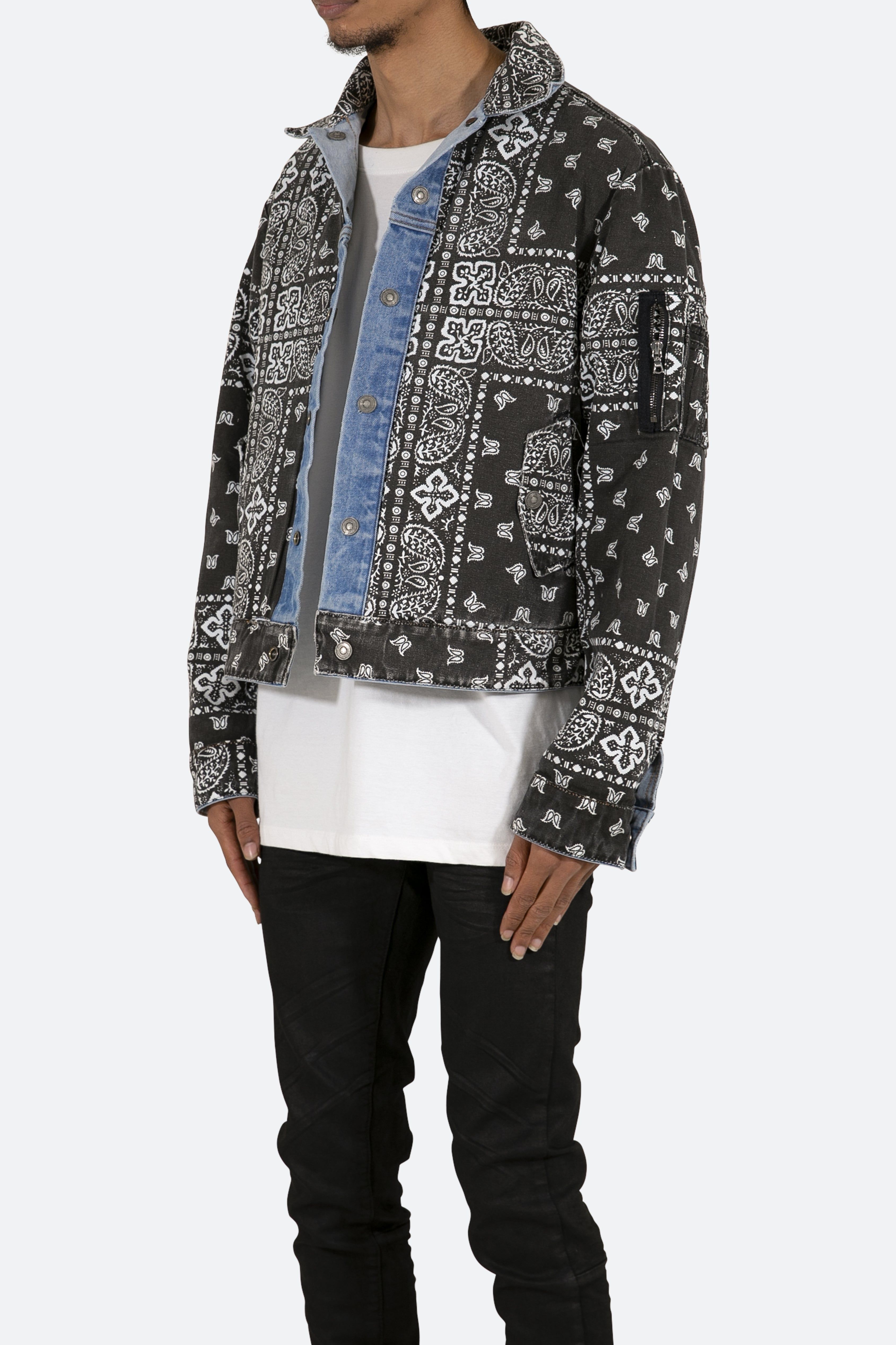 Reversible Paisley Trucker Jacket - Blue/Black sold by MNML product image thumbnail 4
