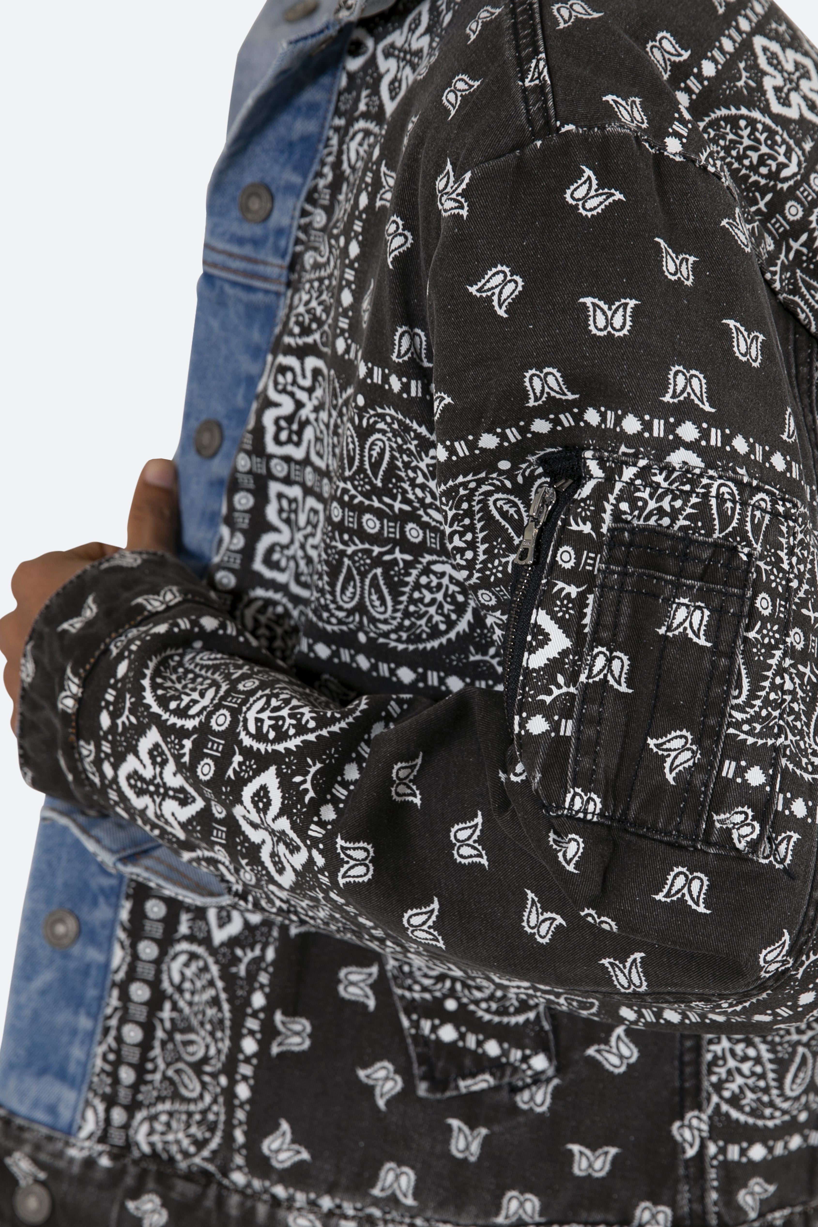 Reversible Paisley Trucker Jacket - Blue/Black sold by MNML product image thumbnail 8