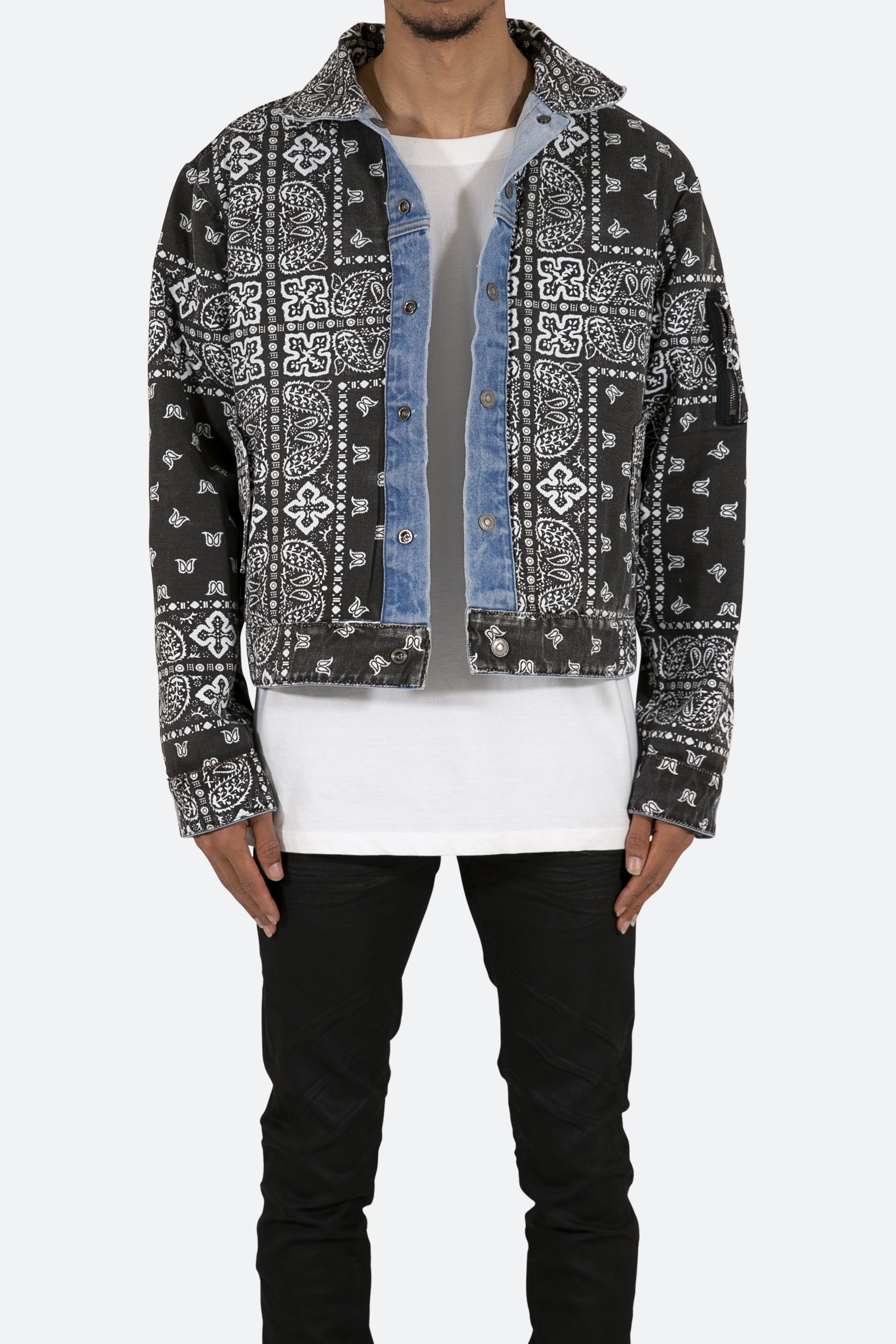 Reversible Paisley Trucker Jacket - Blue/Black sold by MNML product image thumbnail 2