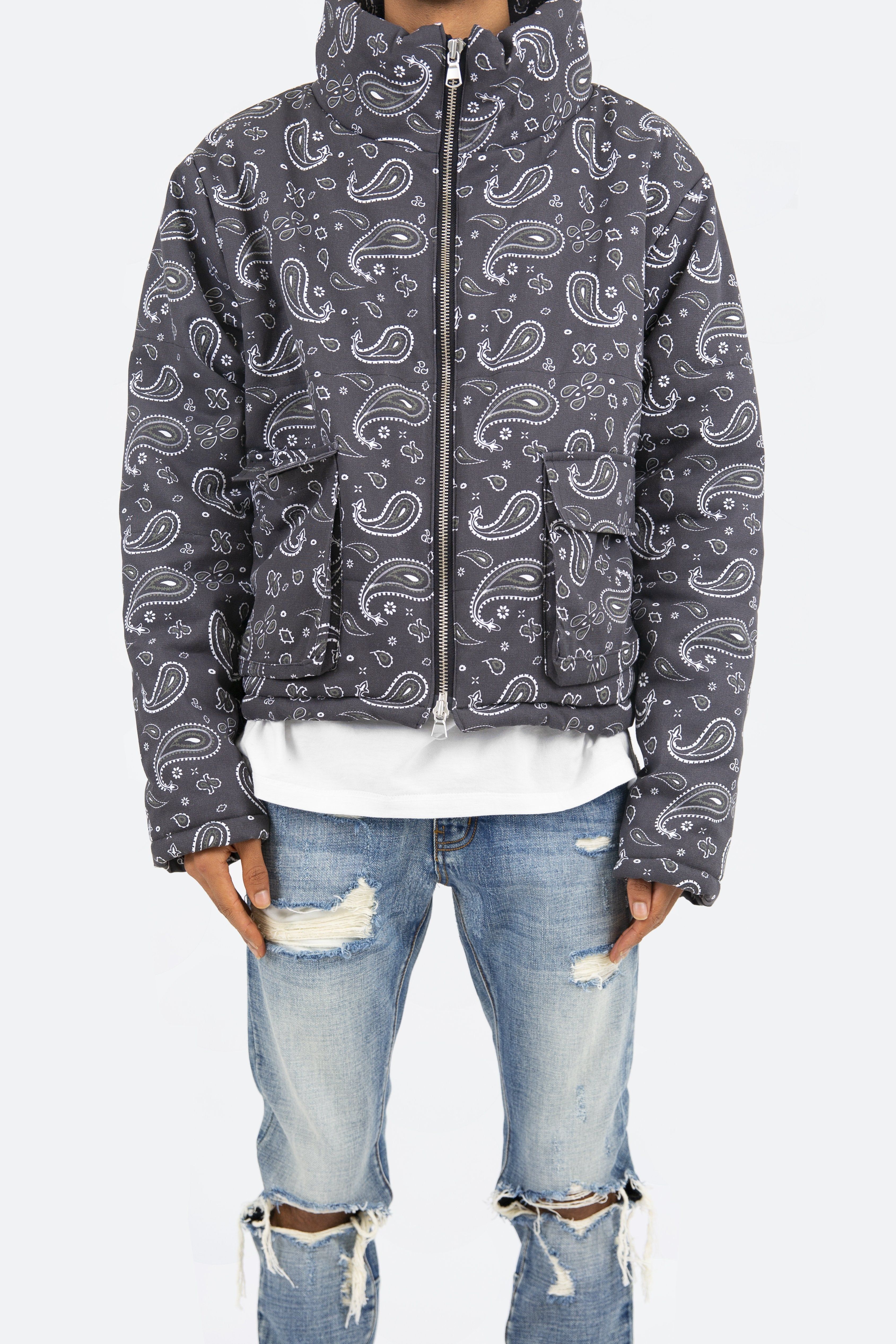 Paisley Cropped Puffer - Black sold by MNML