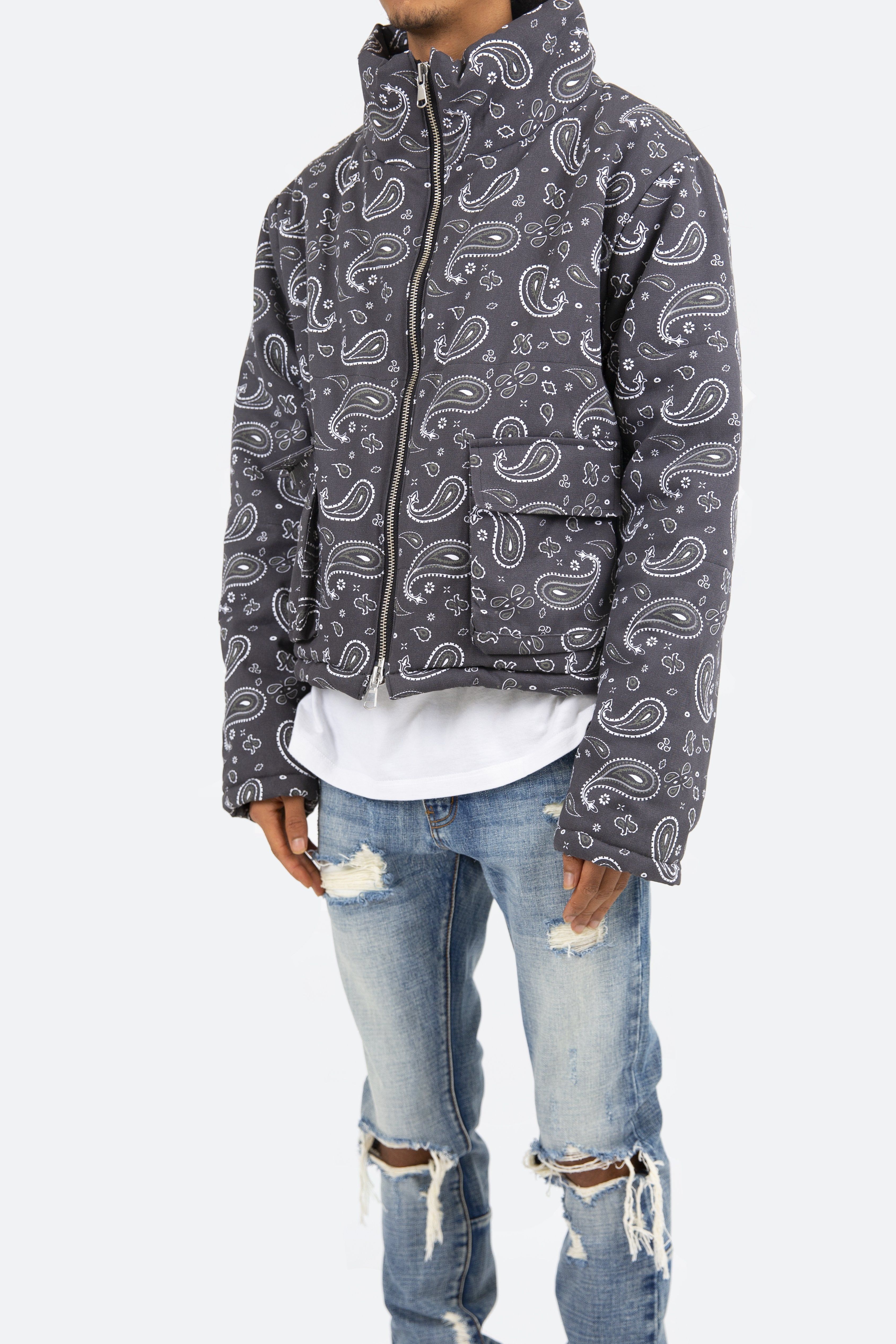 Paisley Cropped Puffer - Black sold by MNML product image thumbnail 4