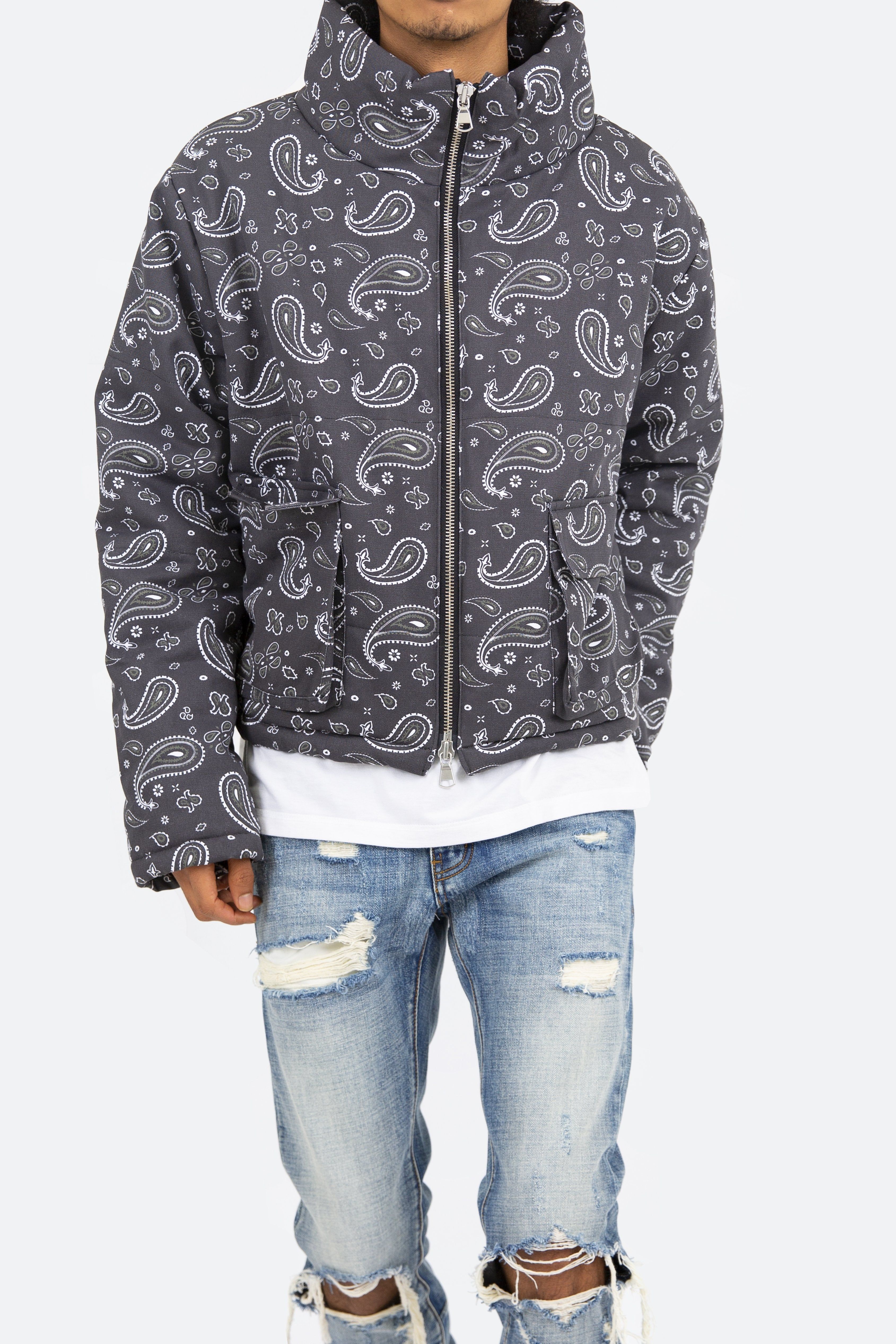 Paisley Cropped Puffer - Black sold by MNML product image thumbnail 7