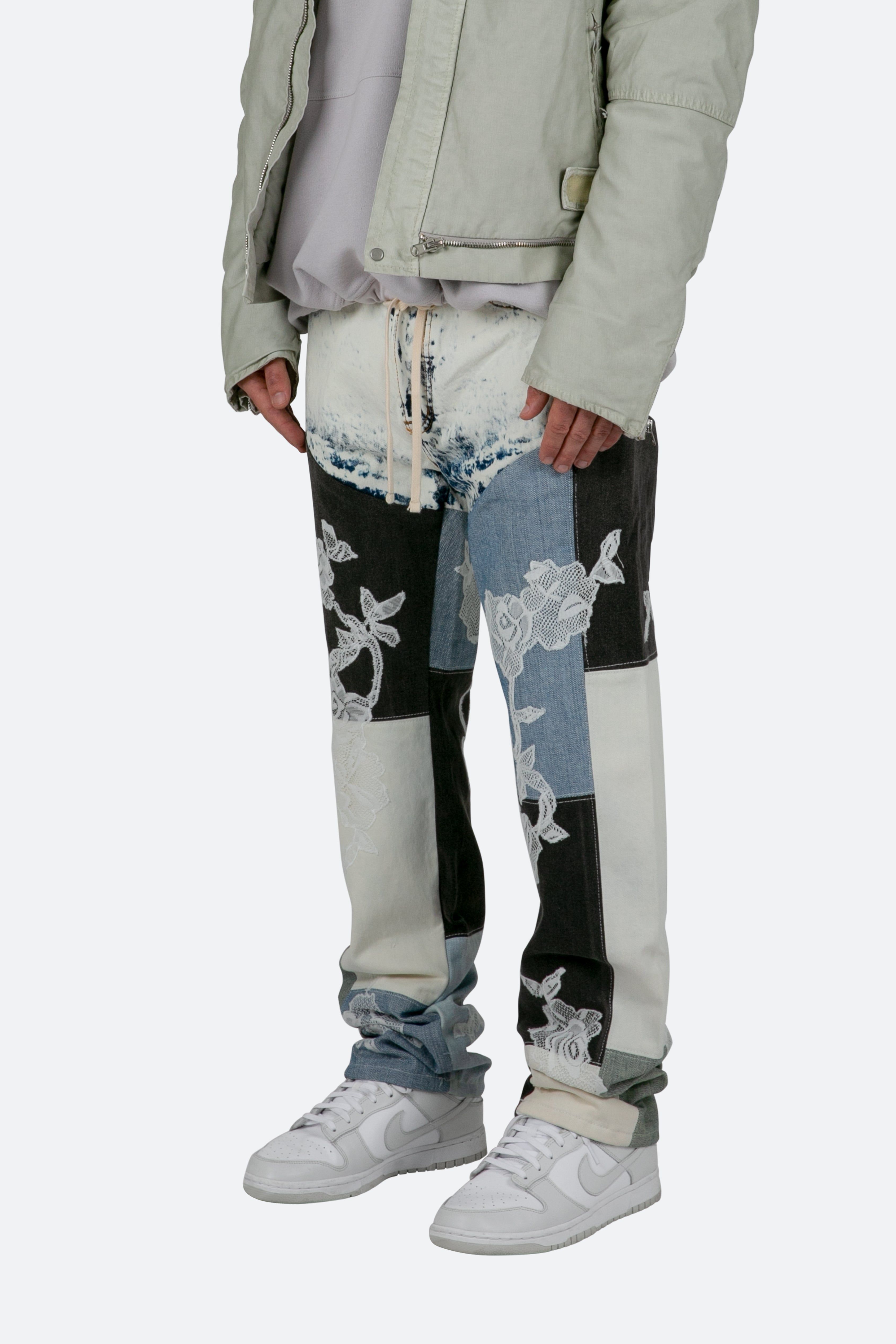 V446 Lace Baggy Denim - Blue/White sold by MNML product image thumbnail 4