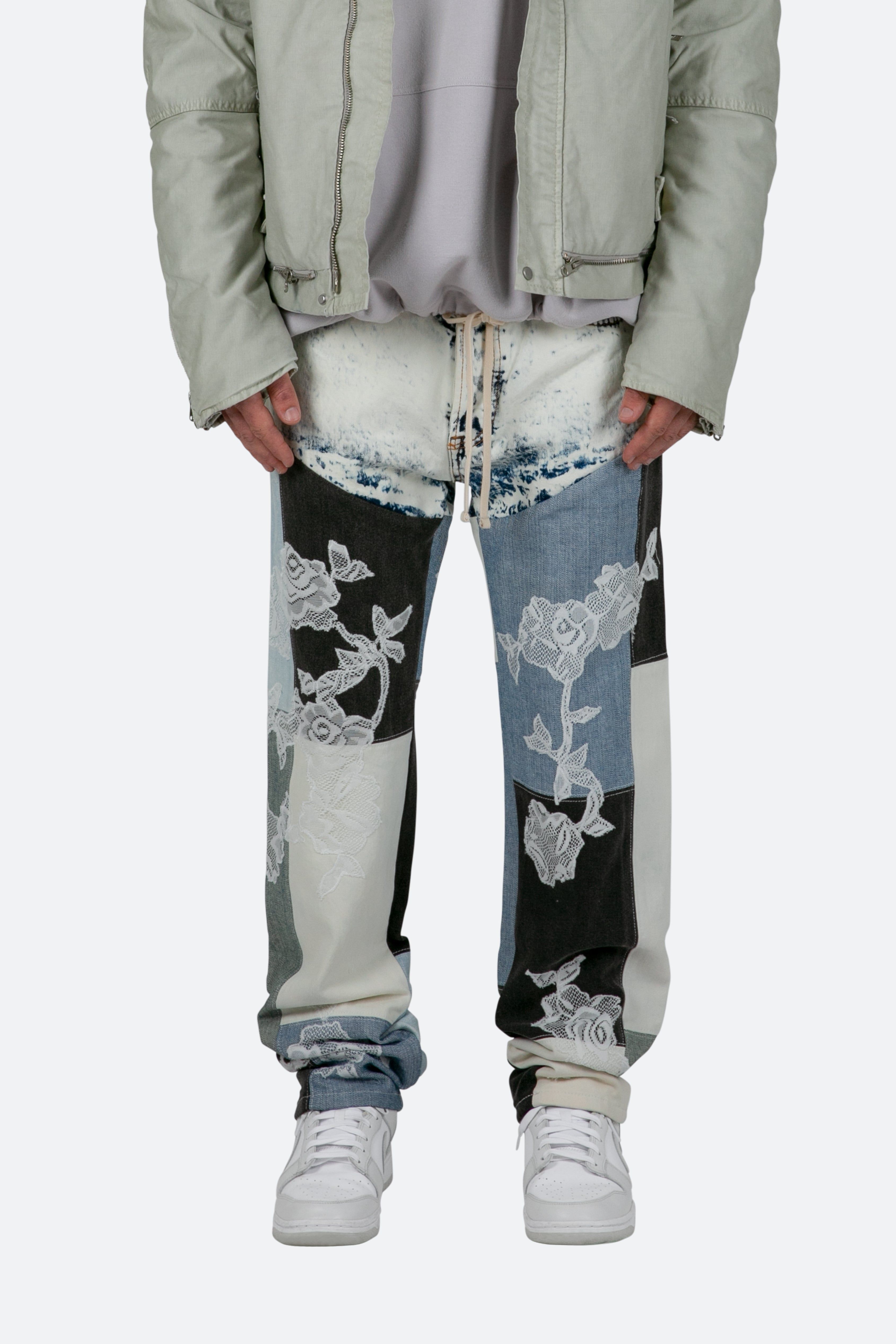 V446 Lace Baggy Denim - Blue/White sold by MNML product image thumbnail 3