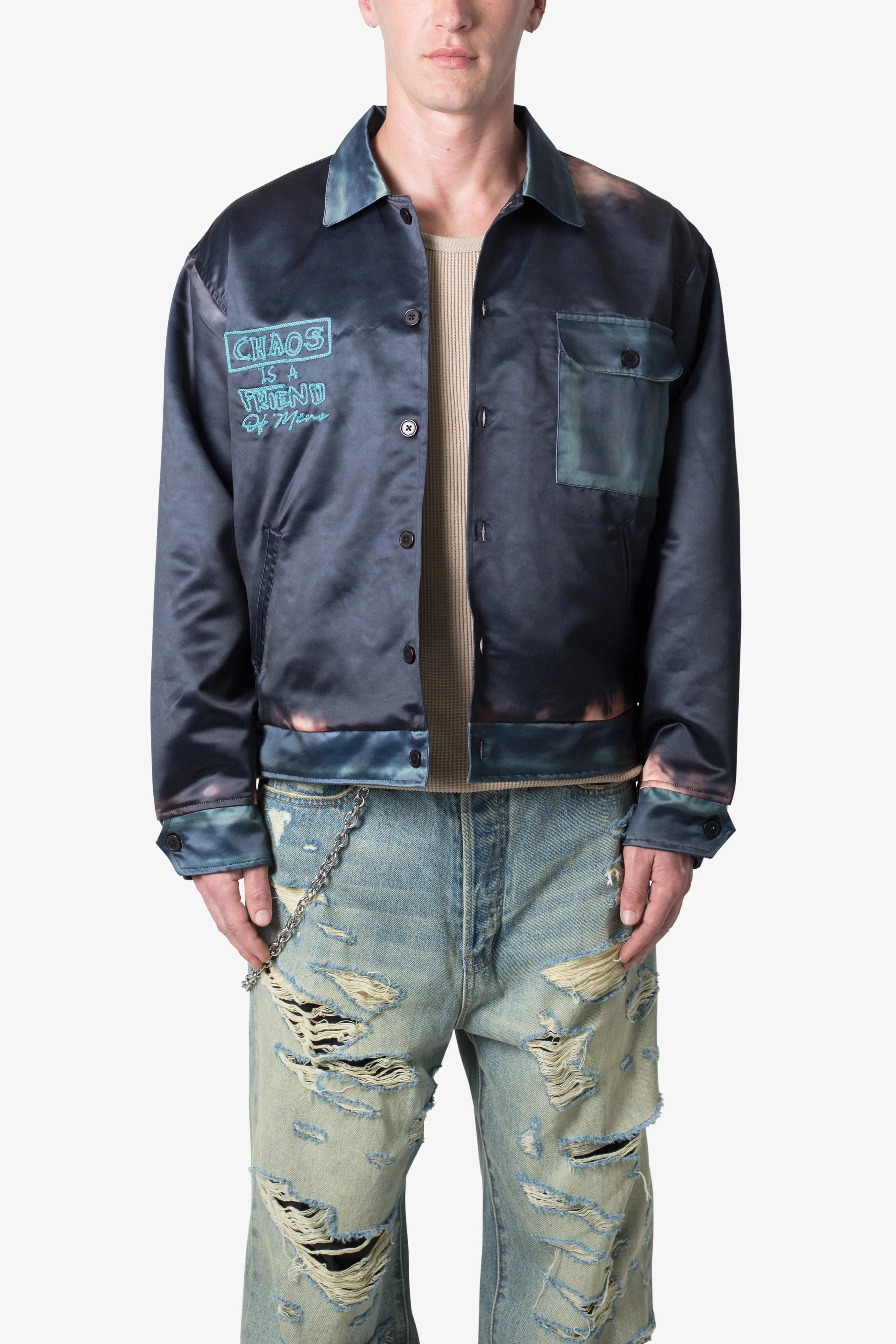 Satin Bomber Jacket - Washed Black sold by MNML product image thumbnail 2