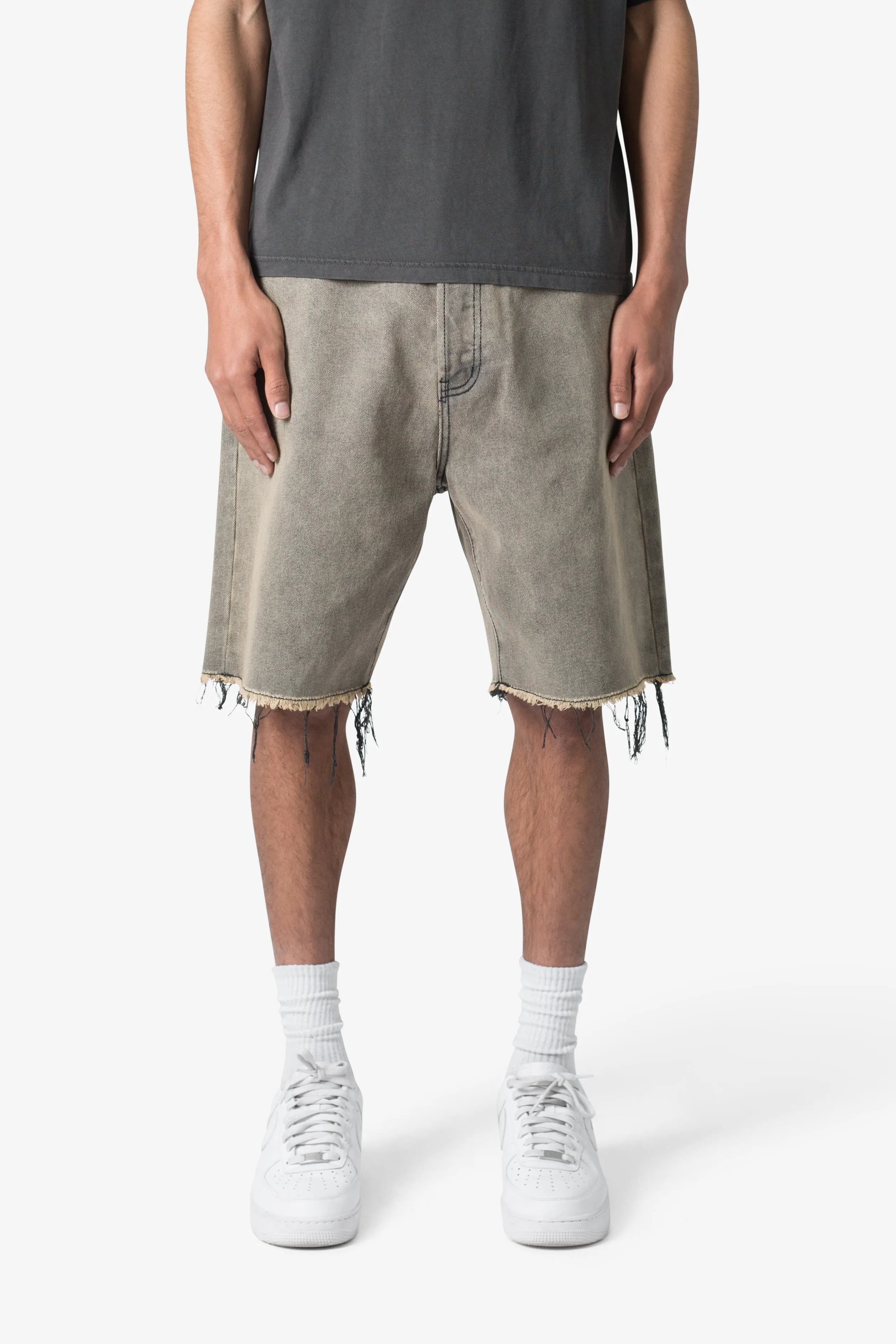 Distressed Mineral Denim Shorts - Brown sold by MNML