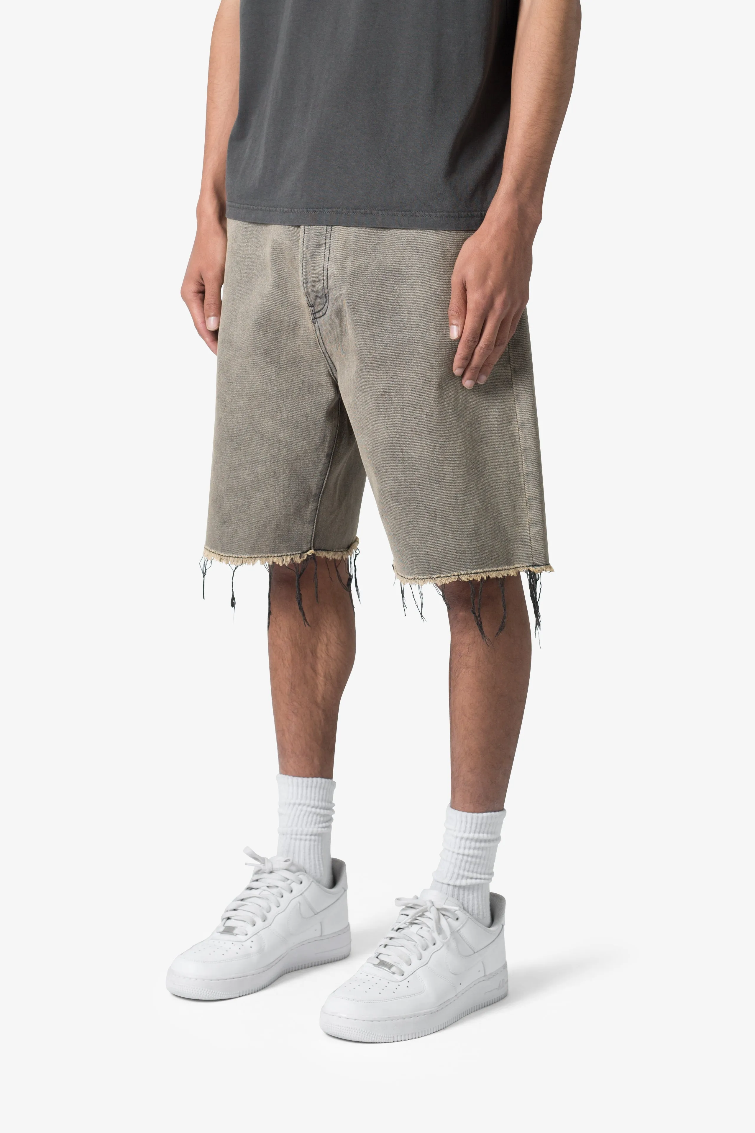 Distressed Mineral Denim Shorts - Brown sold by MNML product image thumbnail 3