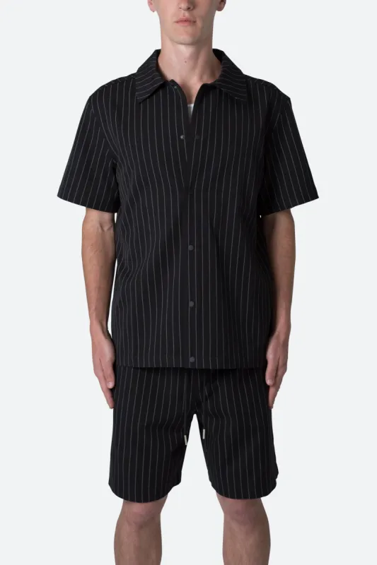 Pinstripe Short Sleeve Shirt - Black sold by MNML