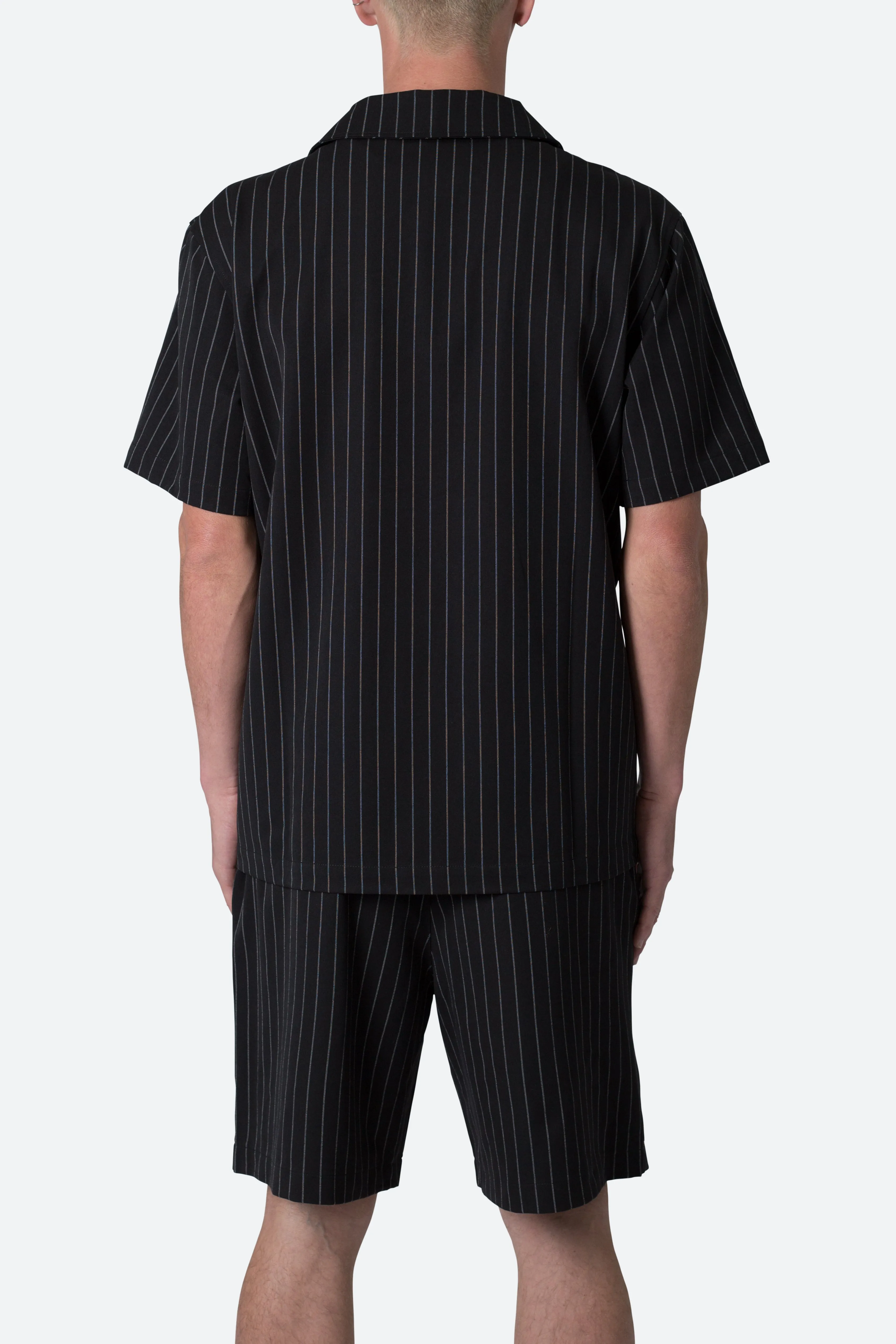 Pinstripe Short Sleeve Shirt - Black sold by MNML product image thumbnail 5