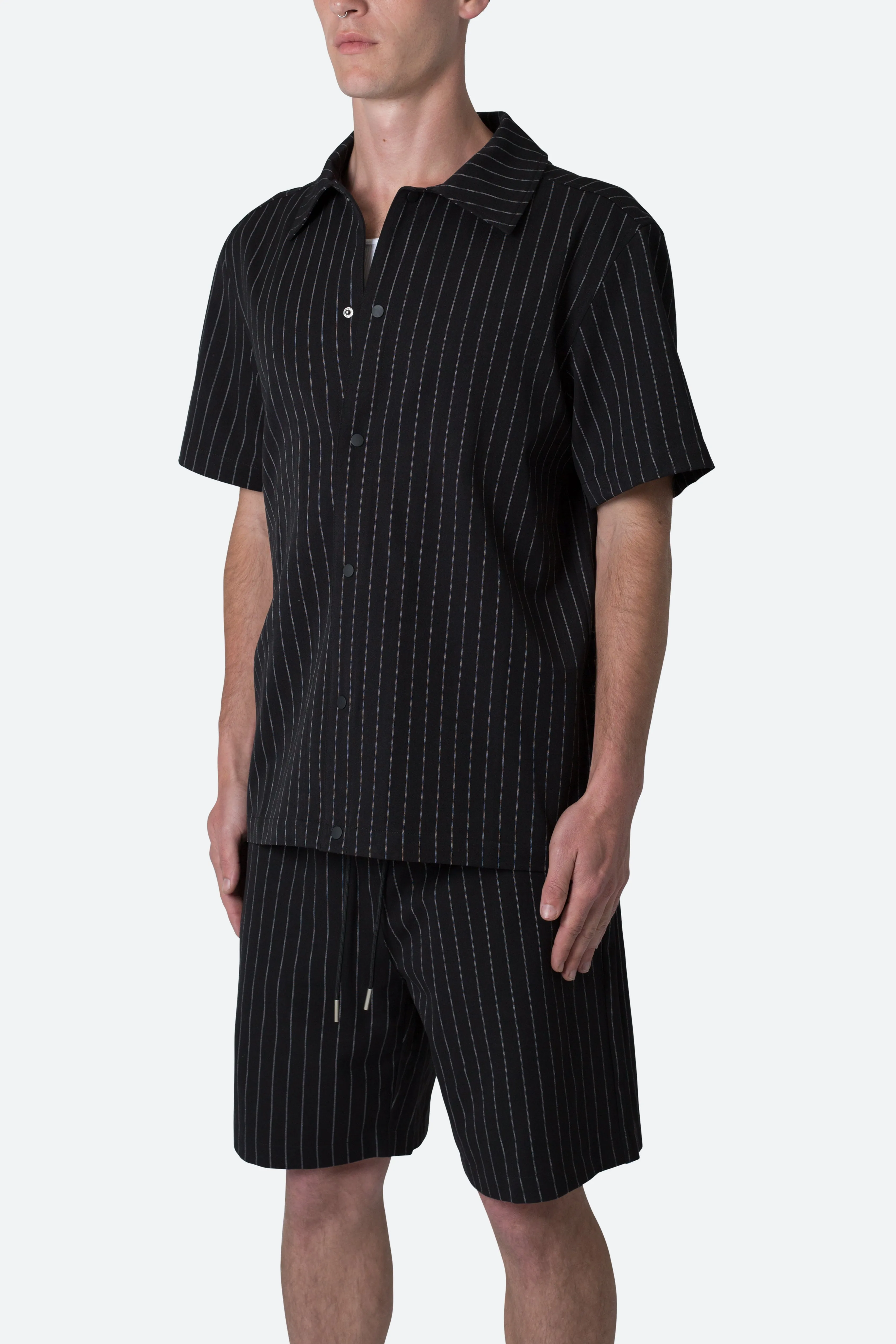 Pinstripe Short Sleeve Shirt - Black sold by MNML product image thumbnail 3