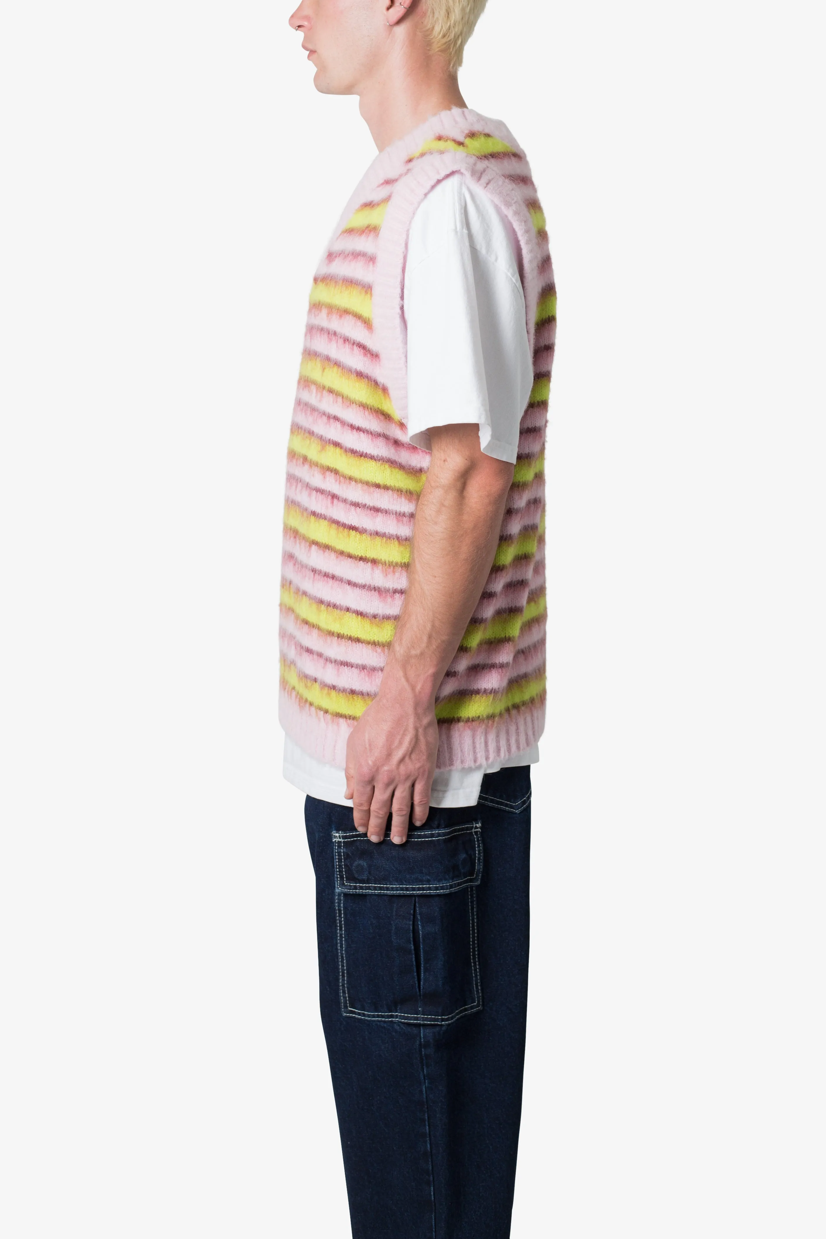 Striped Mohair Sweater Vest - Purple sold by MNML product image thumbnail 4