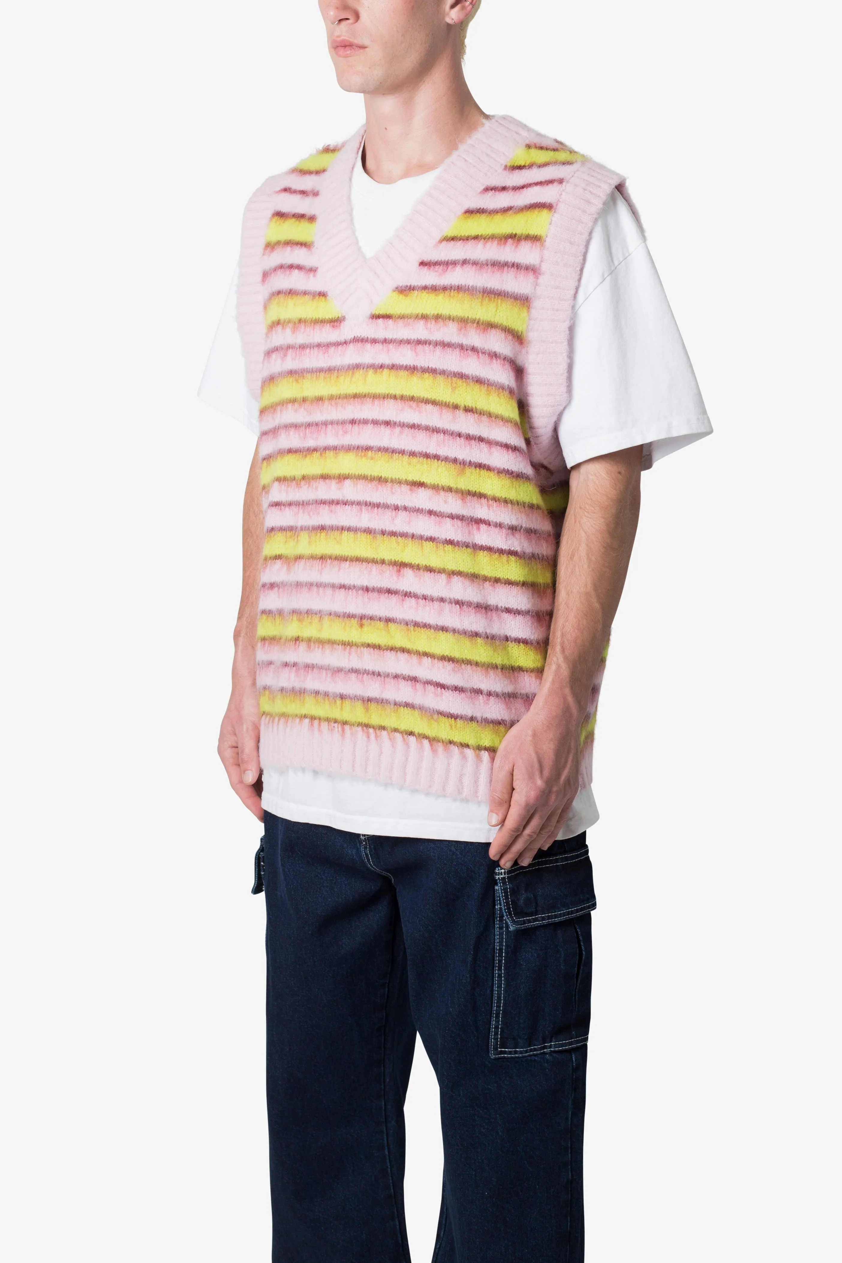 Striped Mohair Sweater Vest - Purple sold by MNML product image thumbnail 3