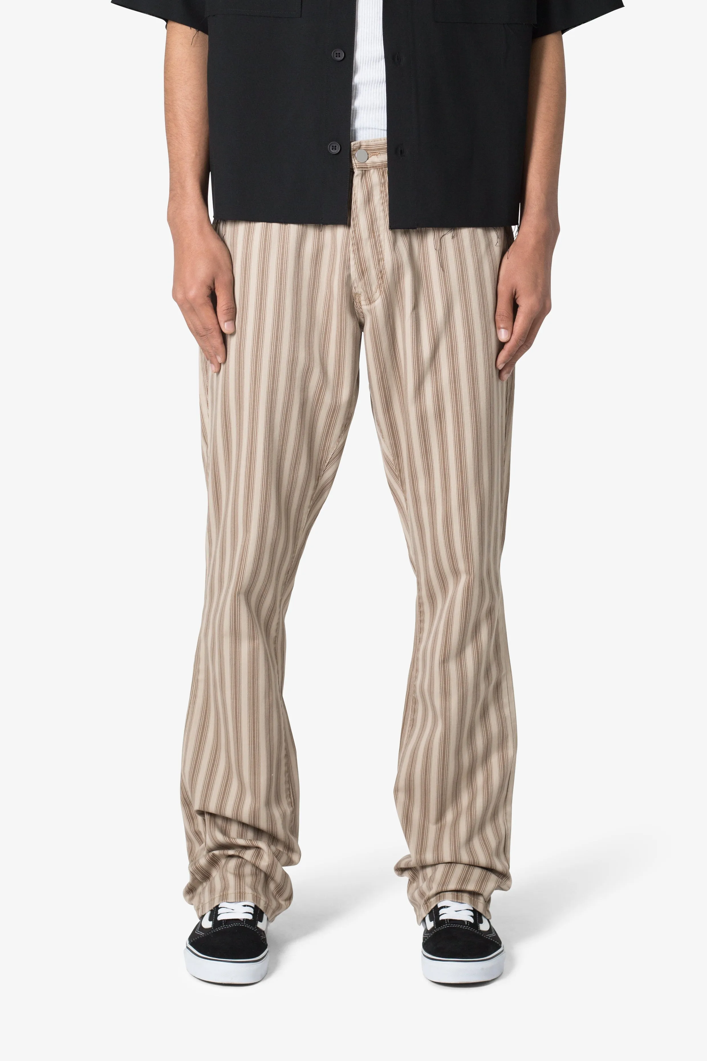 Striped Flare Pants - Brown sold by MNML