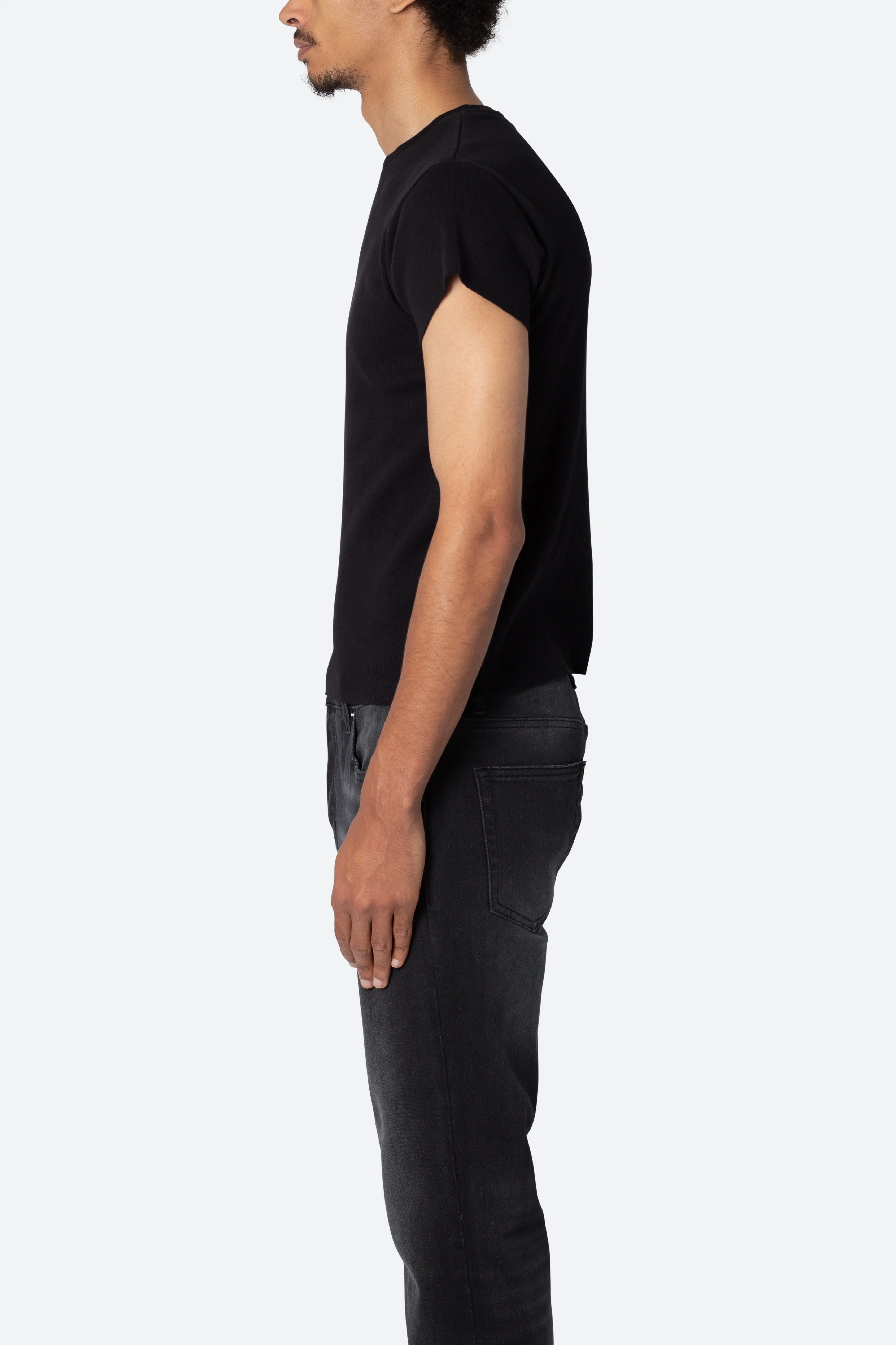 Fitted Rib Tee - Black sold by MNML product image thumbnail 5