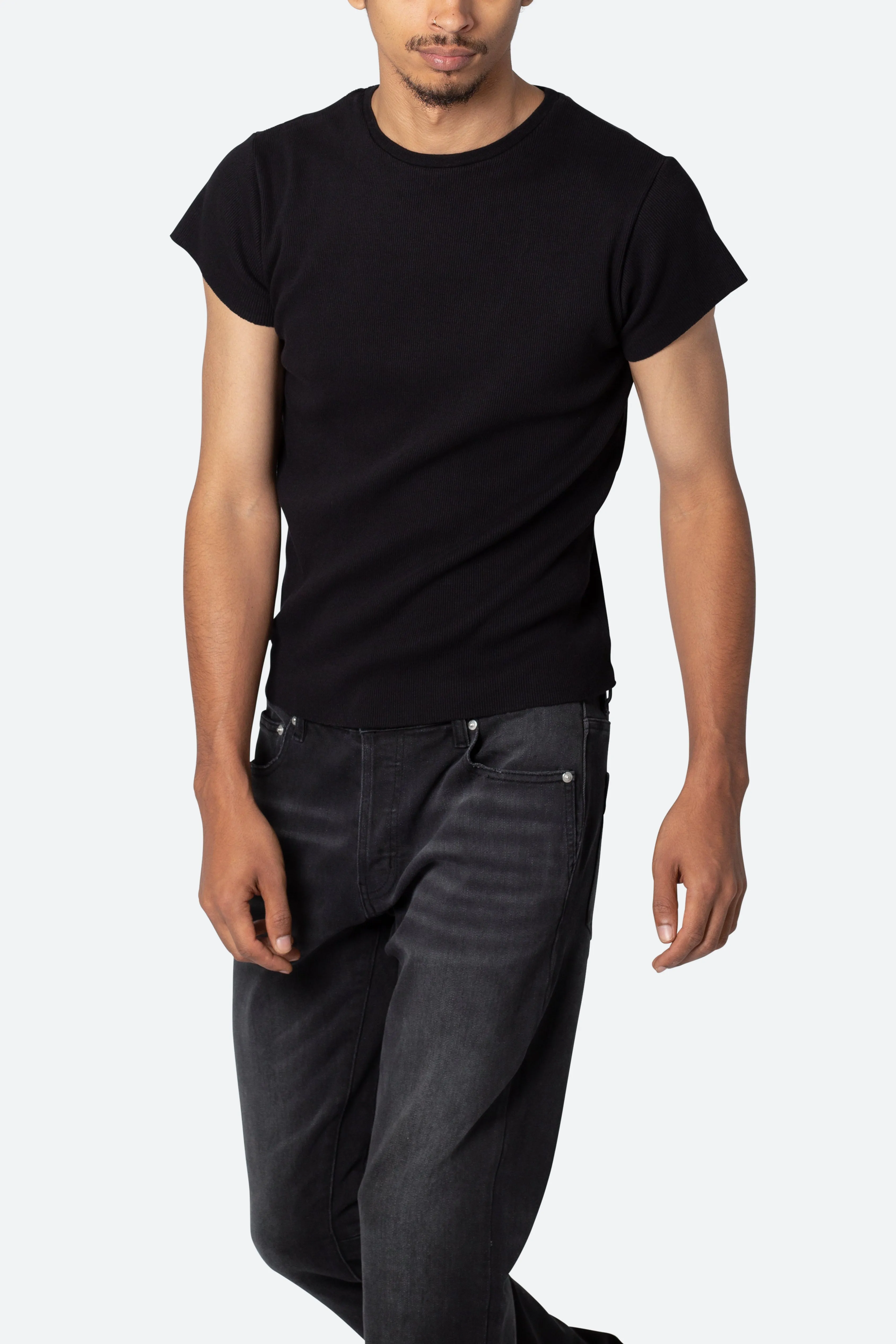 Fitted Rib Tee - Black sold by MNML product image thumbnail 2