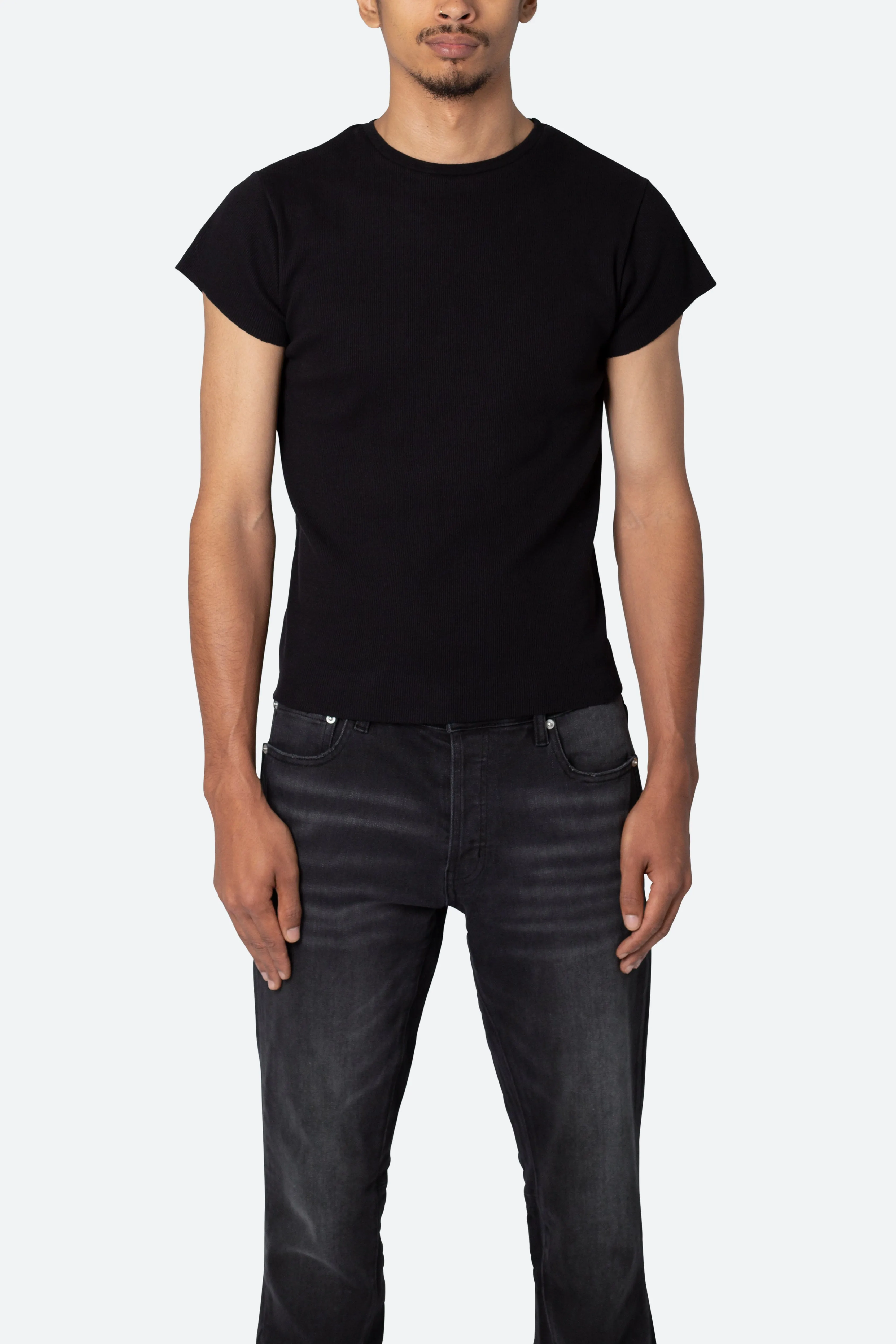 Fitted Rib Tee - Black sold by MNML product image thumbnail 3