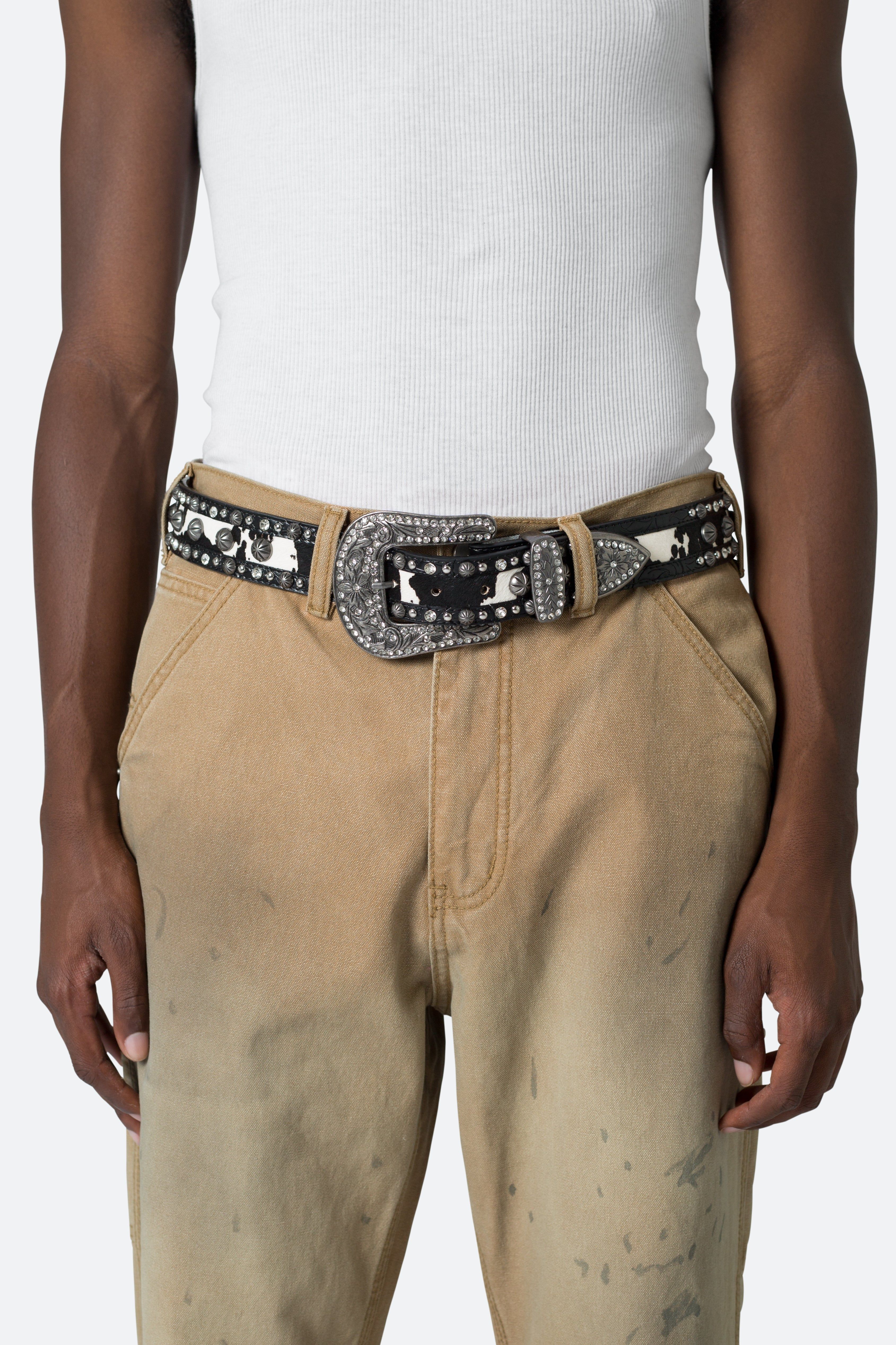 Cow Print Studded Belt - Black sold by MNML product image thumbnail 4