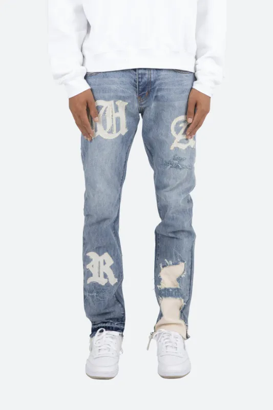 D198 War Straight Denim - Blue/White sold by MNML