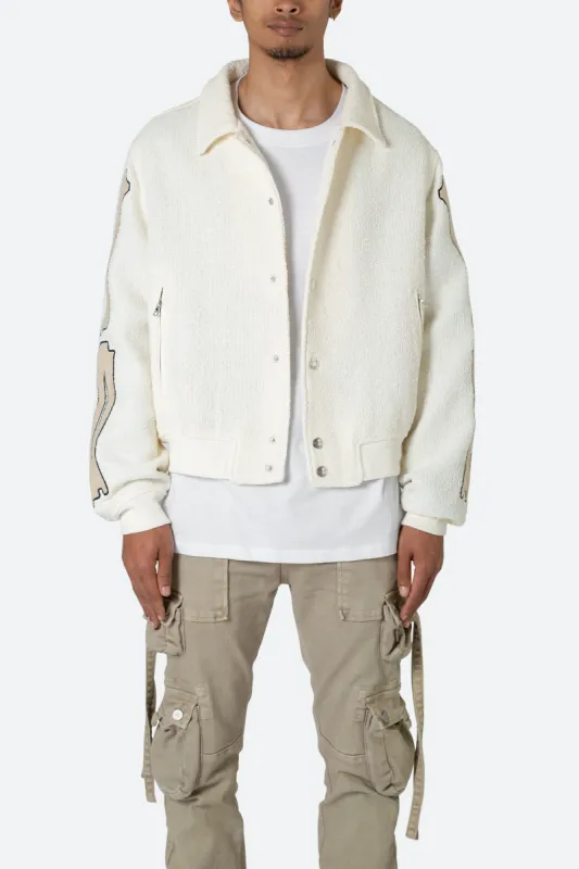 Skeleton Varsity Jacket - Cream sold by MNML