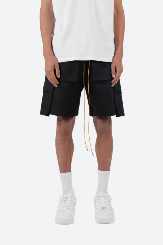 Cargo Drawcord Shorts - Black sold by MNML