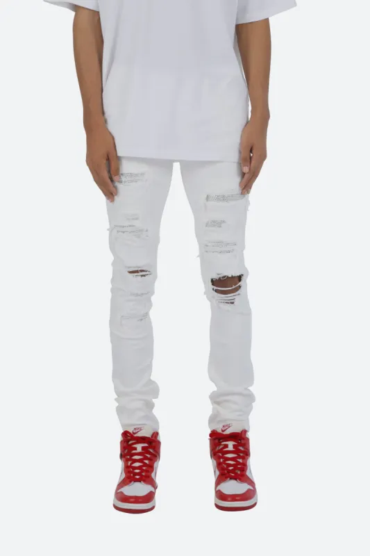 X201 Rhinestone Skinny Denim - White sold by MNML