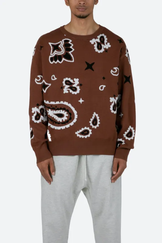 Paisley Knit Sweater - Brown sold by MNML