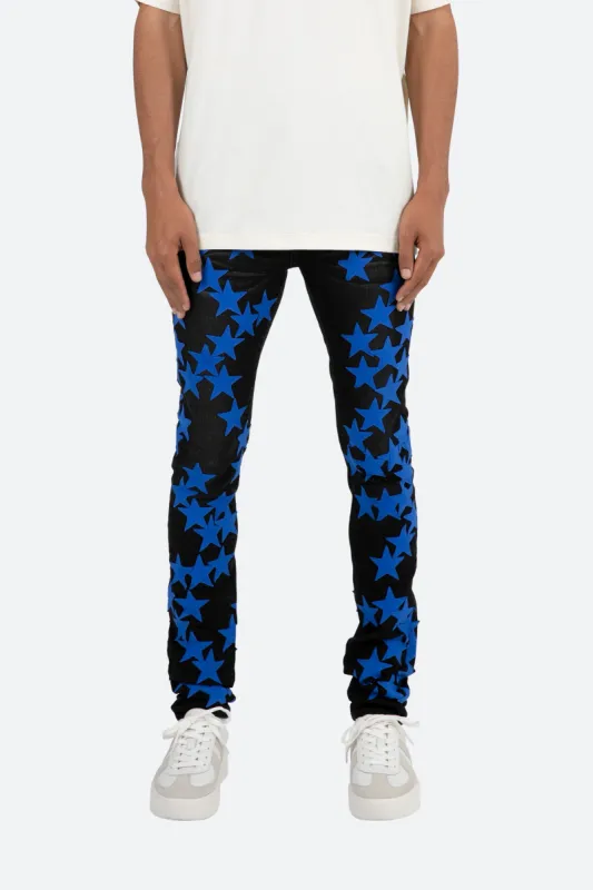 X473 Star Skinny Denim - Black/Blue sold by MNML