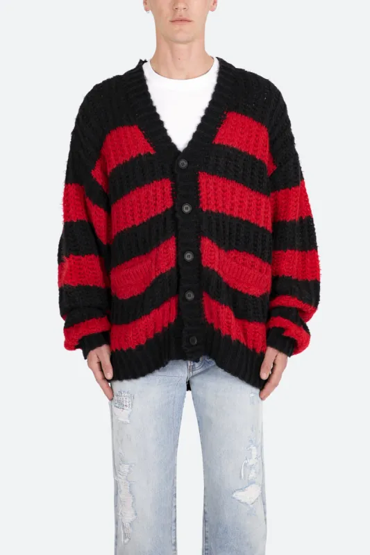 Big Stripe Cardigan - Black/Red sold by MNML