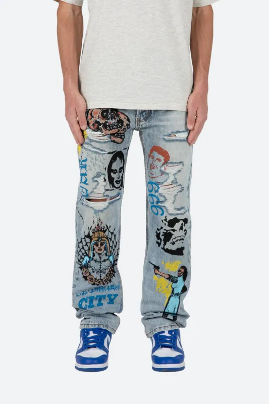 V440 Terry Baggy Denim - Blue sold by MNML