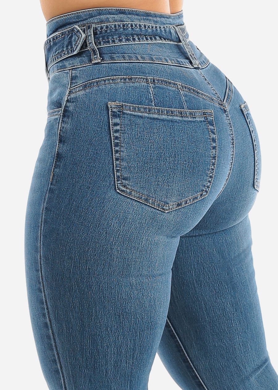 Super High Waisted Butt Lifting Blue Wash Flared Jeans sold by Moda product image thumbnail 5