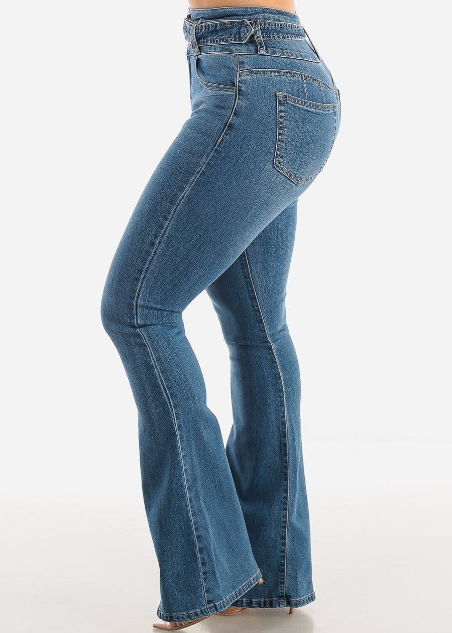 Super High Waisted Butt Lifting Blue Wash Flared Jeans sold by Moda product image thumbnail 4
