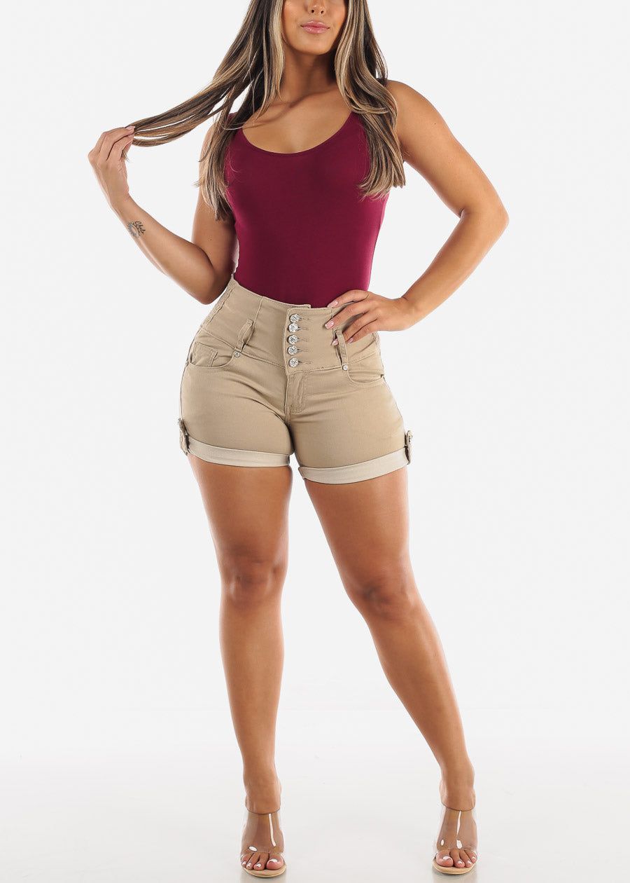MX JEANS Butt Lift Spandex Waist Khaki Shorts sold by Moda product image thumbnail 2