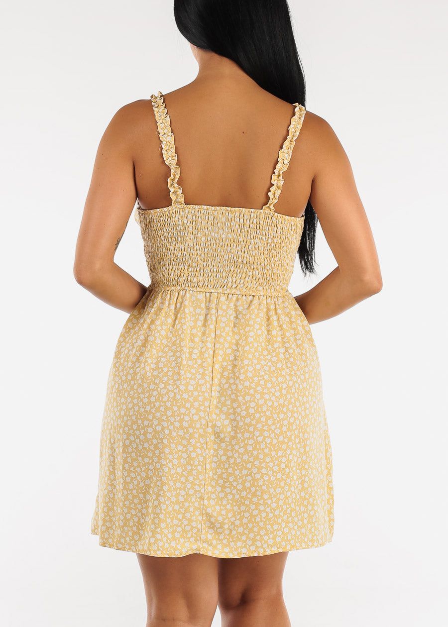 Ruffled Strap Smocking Back Floral Dress Yellow sold by Moda product image thumbnail 4