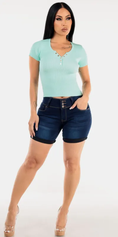 Ribbed Butt Lift Denim Look sold by Moda