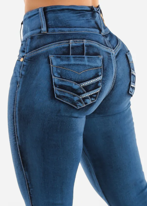 Butt Lift High Waist Skinny Jeans Acid Wash sold by Moda